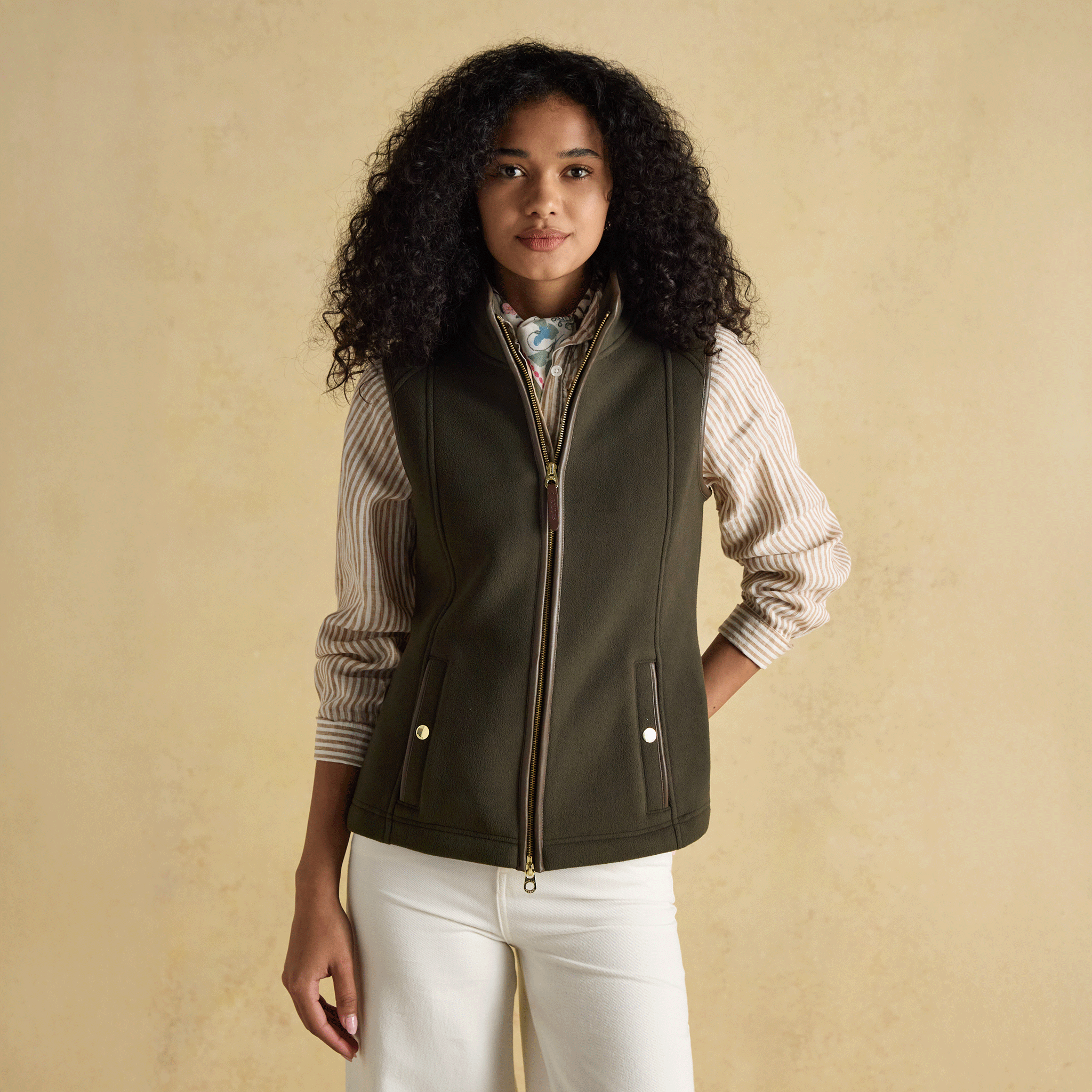 Joules Heritage Regular Fleece Gilet Green