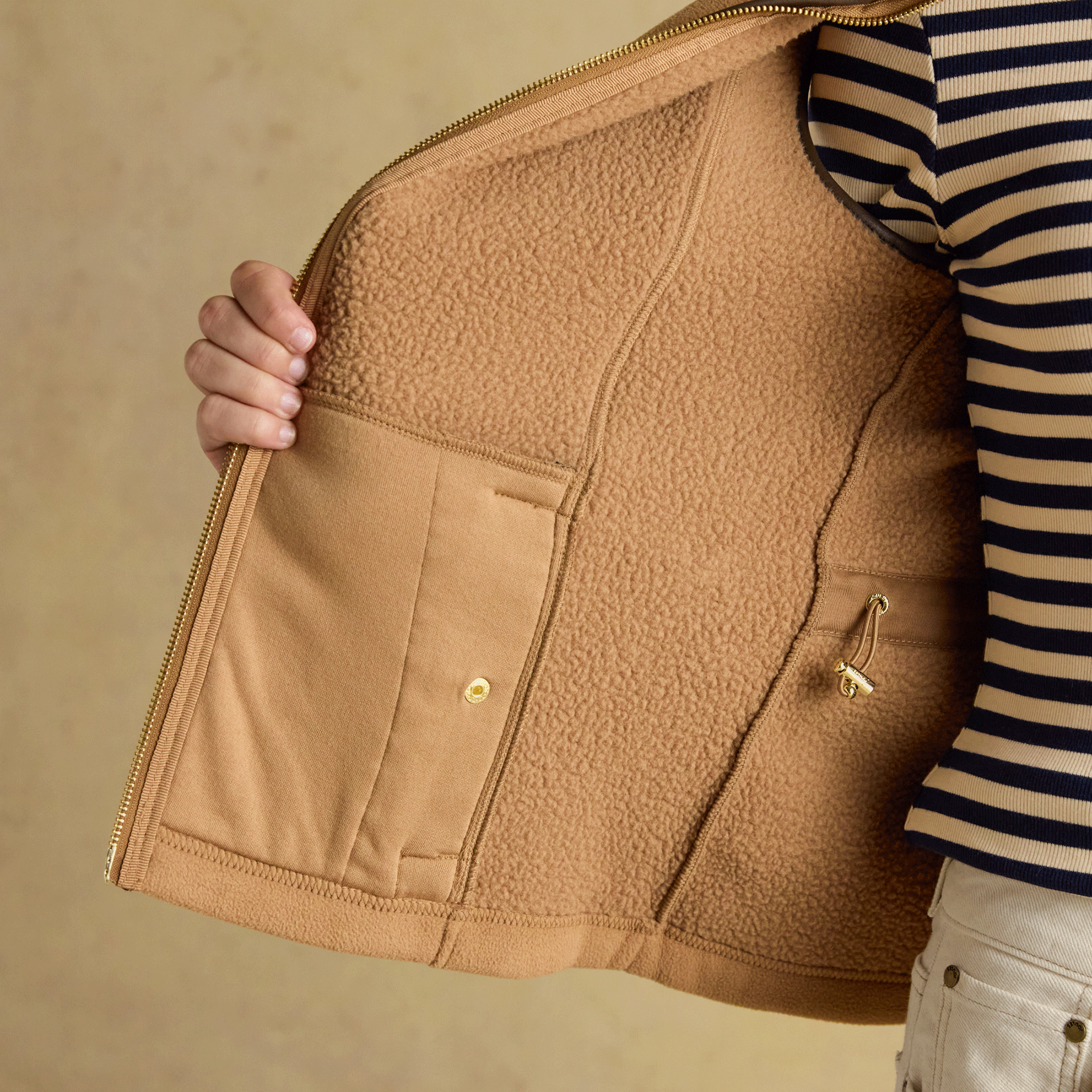 Joules Heritage Regular Fleece Gilet Tan