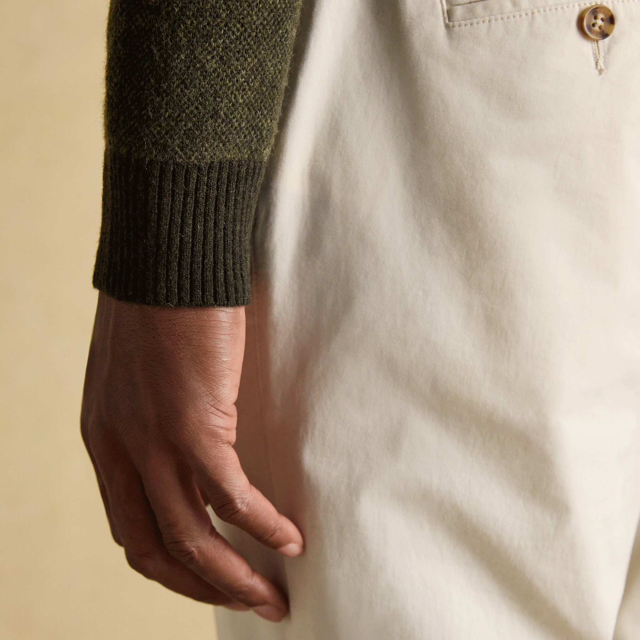 Joules Highland Men's Wool-Rich Button Quarter Zip Jumper Dark Green