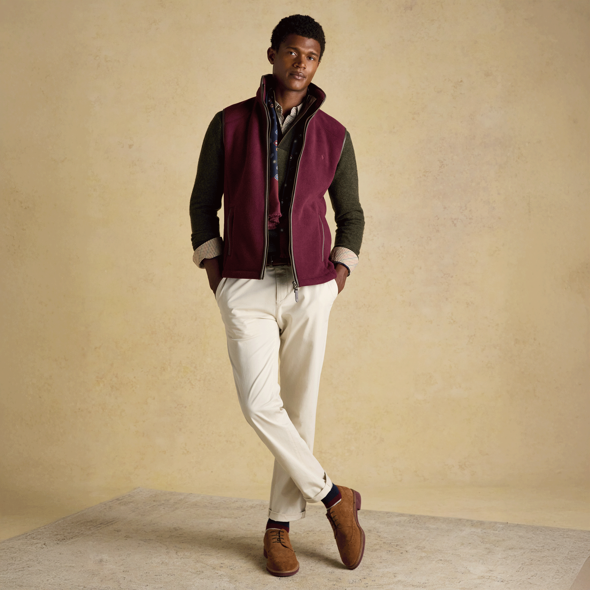 Joules Highland Men's Wool-Rich Button Quarter Zip Jumper Dark Green