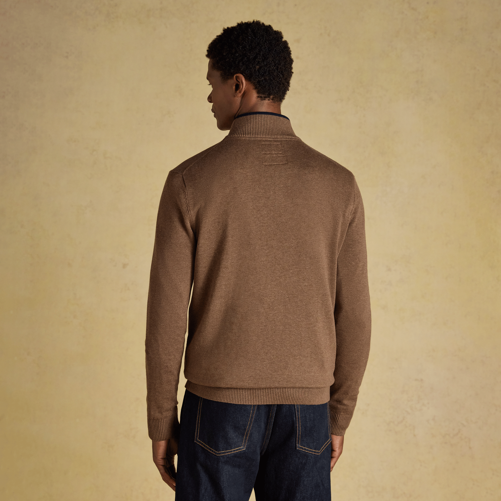 Joules Hillside Men's Quarter Zip Knitted Jumper Brown