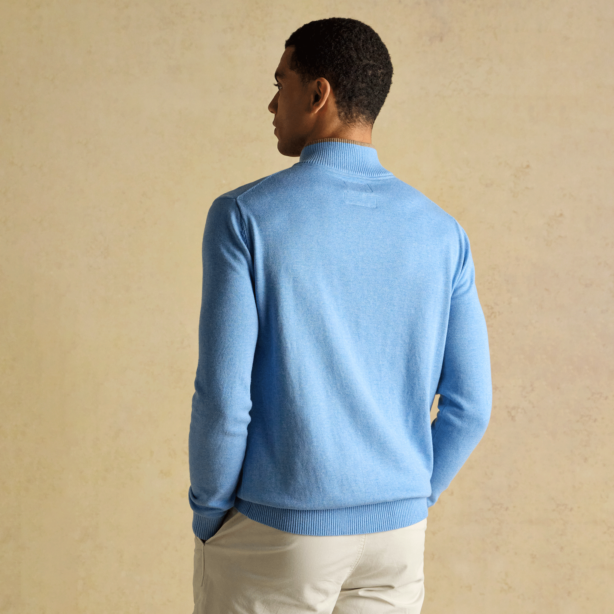 Joules Hillside Quarter Zip Knitted Jumper Light Blue