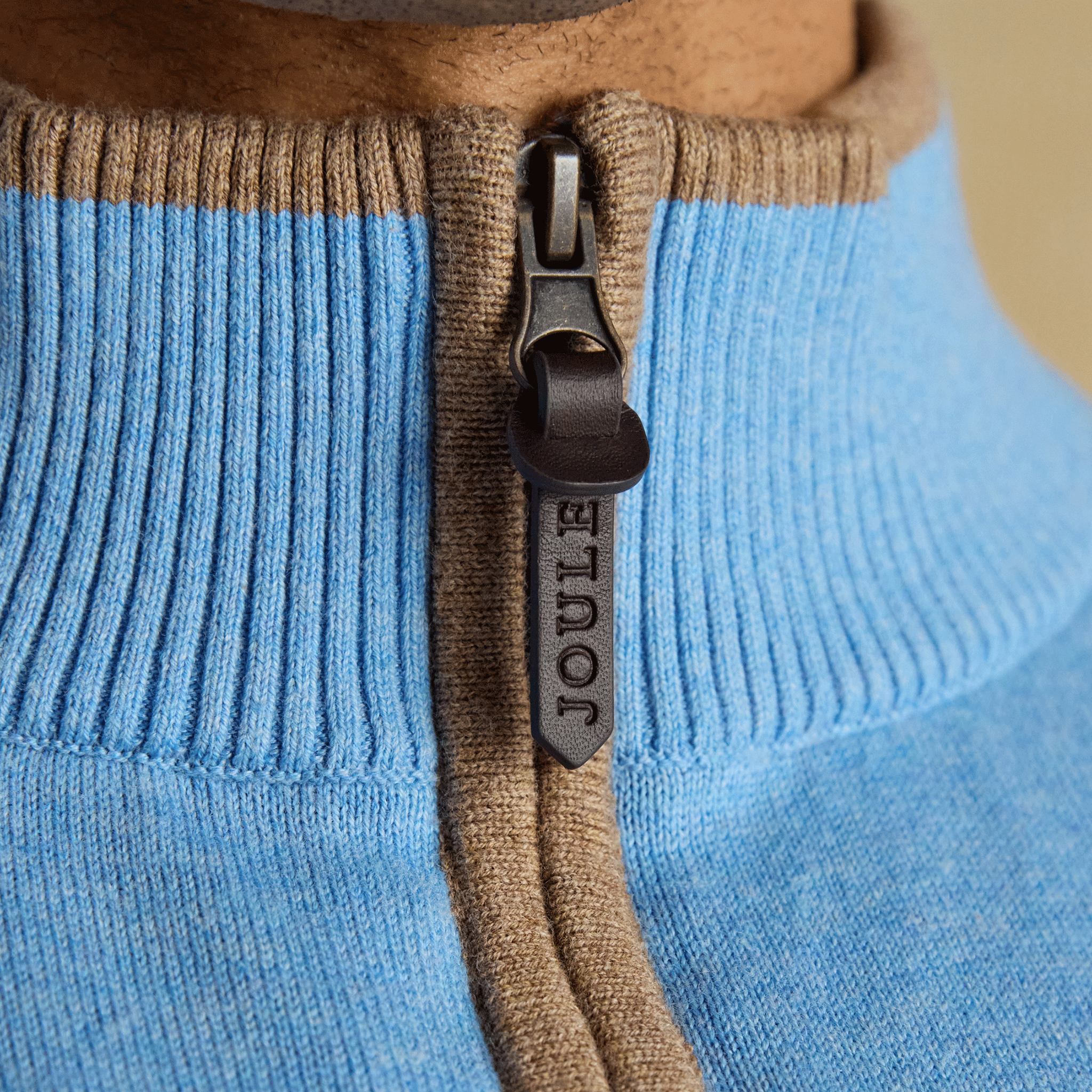 Joules Hillside Quarter Zip Knitted Jumper Light Blue