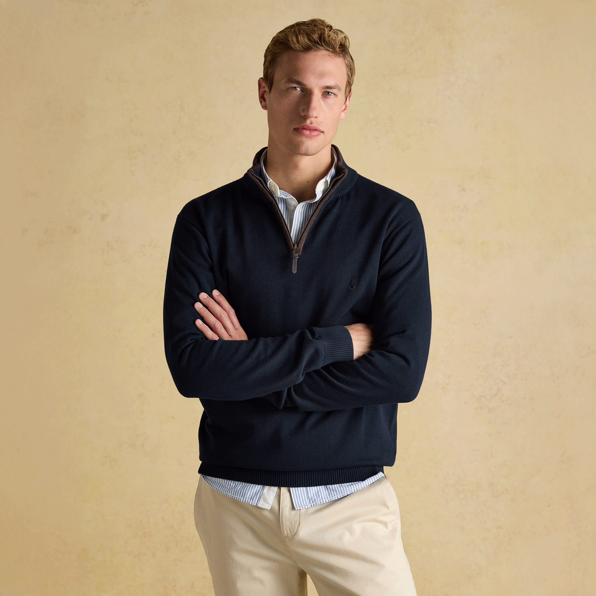 Joules Hillside Quarter Zip Knitted Jumper Navy Blue