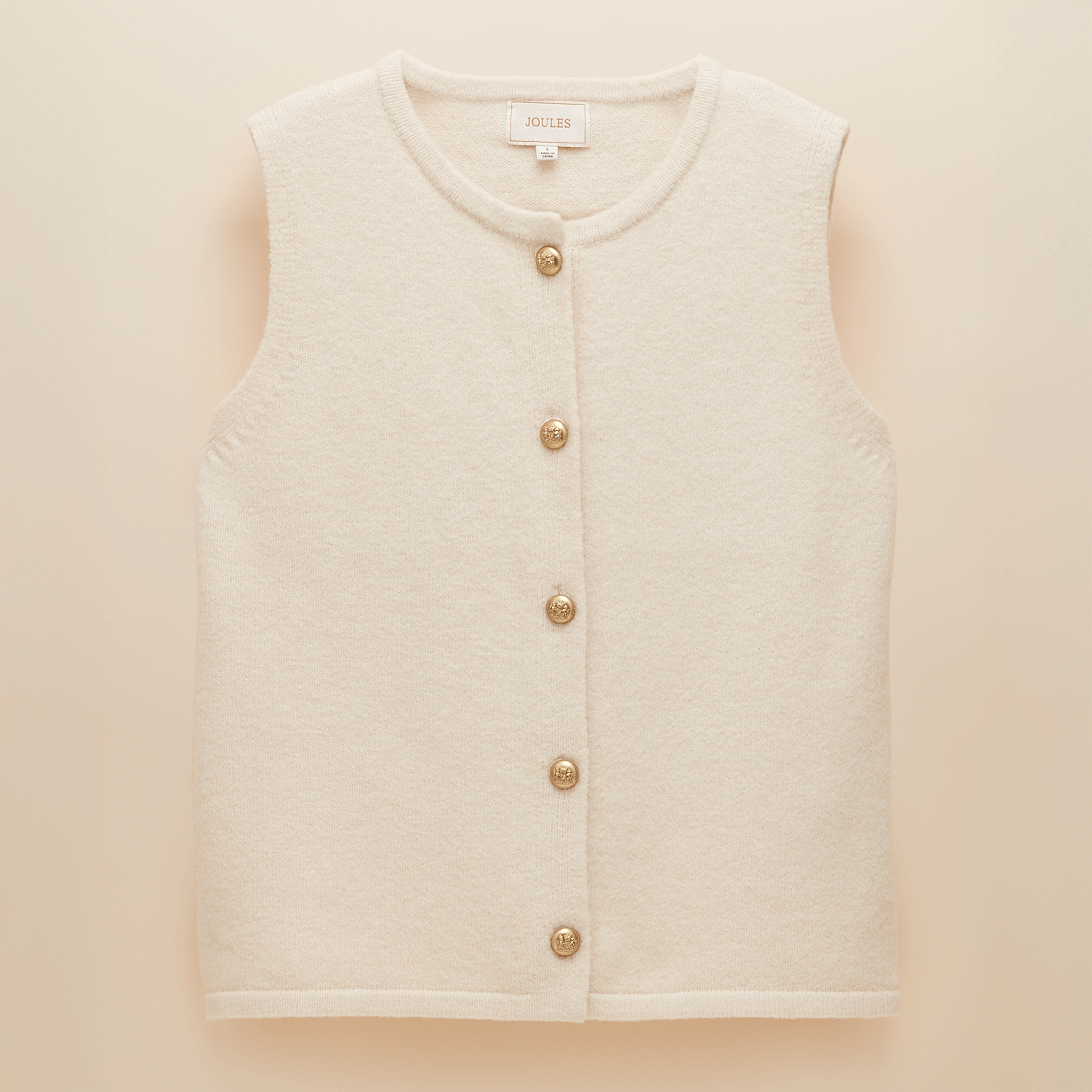Joules Holly Button Through Knitted Vest Cream