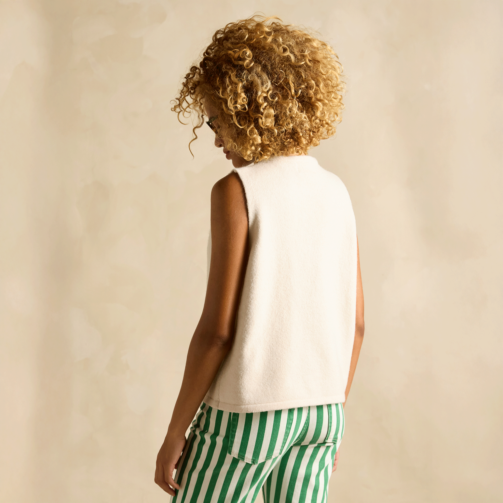 Joules Holly Button Through Knitted Vest Cream