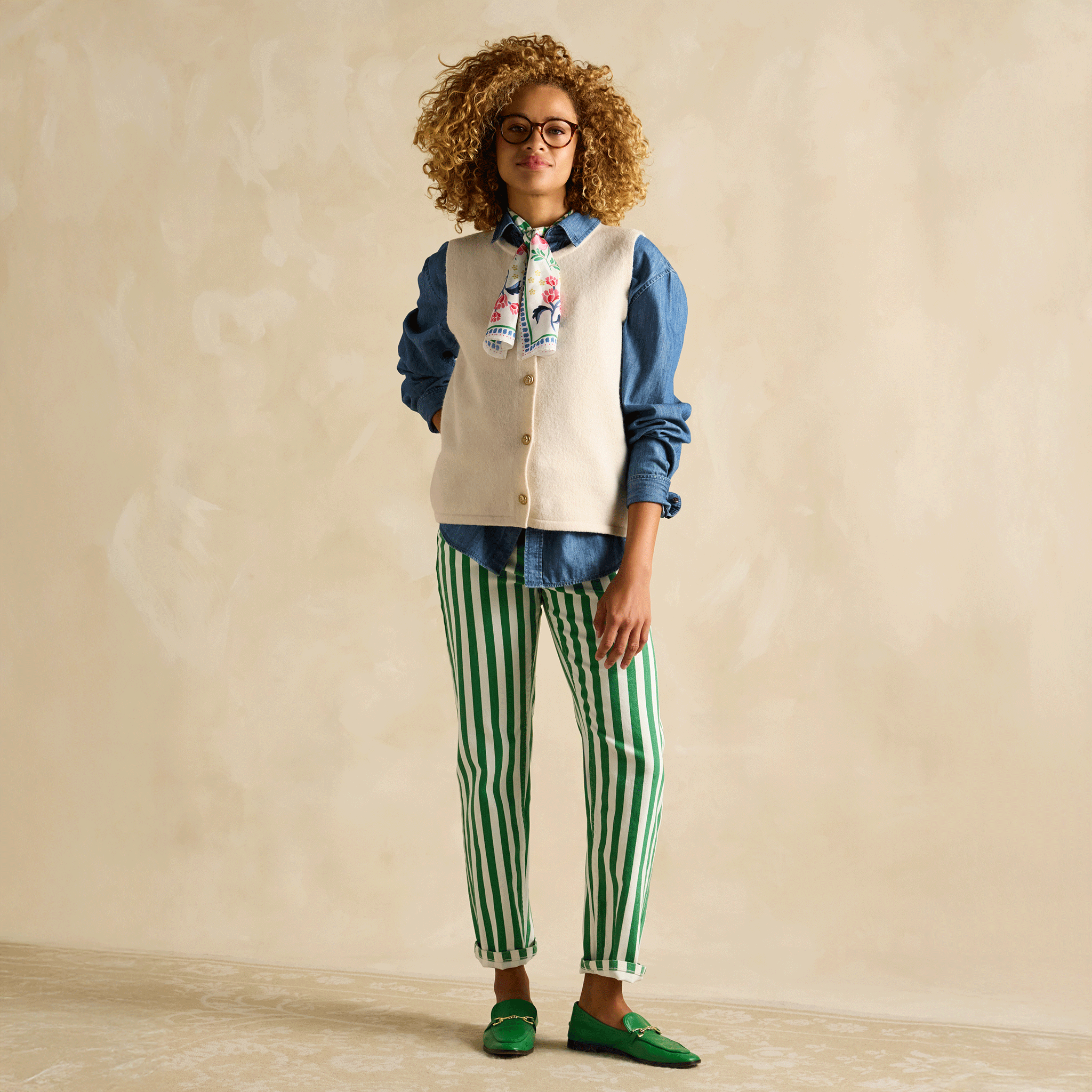 Joules Holly Button Through Knitted Vest Cream