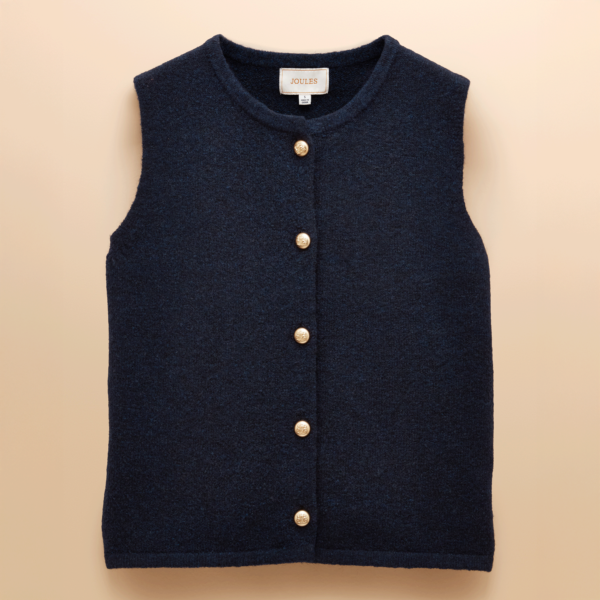 Joules Holly Button Through Knitted Vest Navy