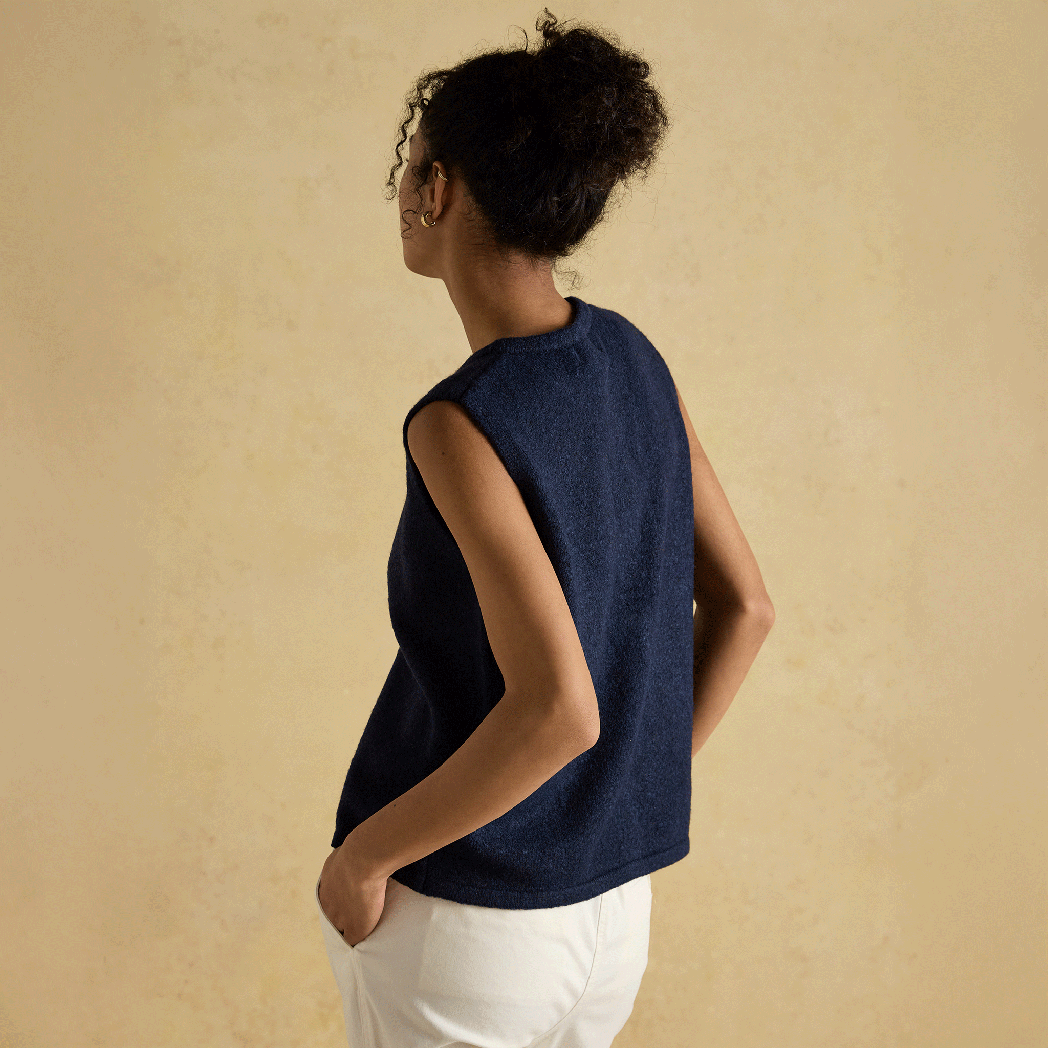 Joules Holly Button Through Knitted Vest Navy