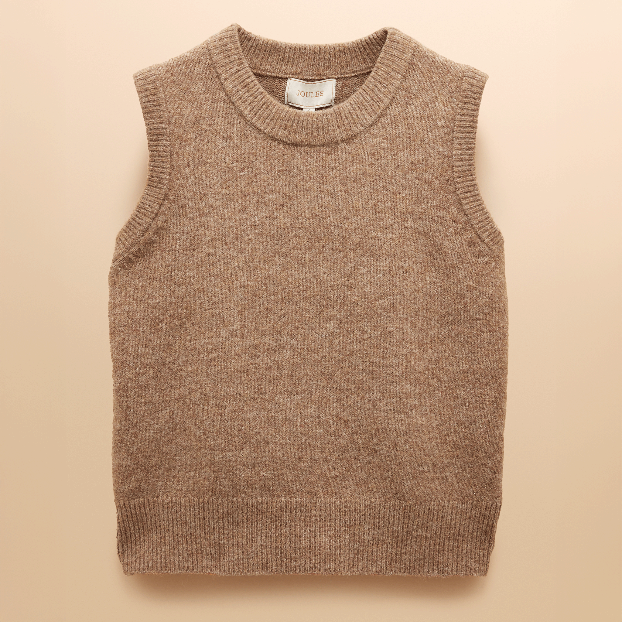 Joules Holly Knitted Crew Neck Vest Tan