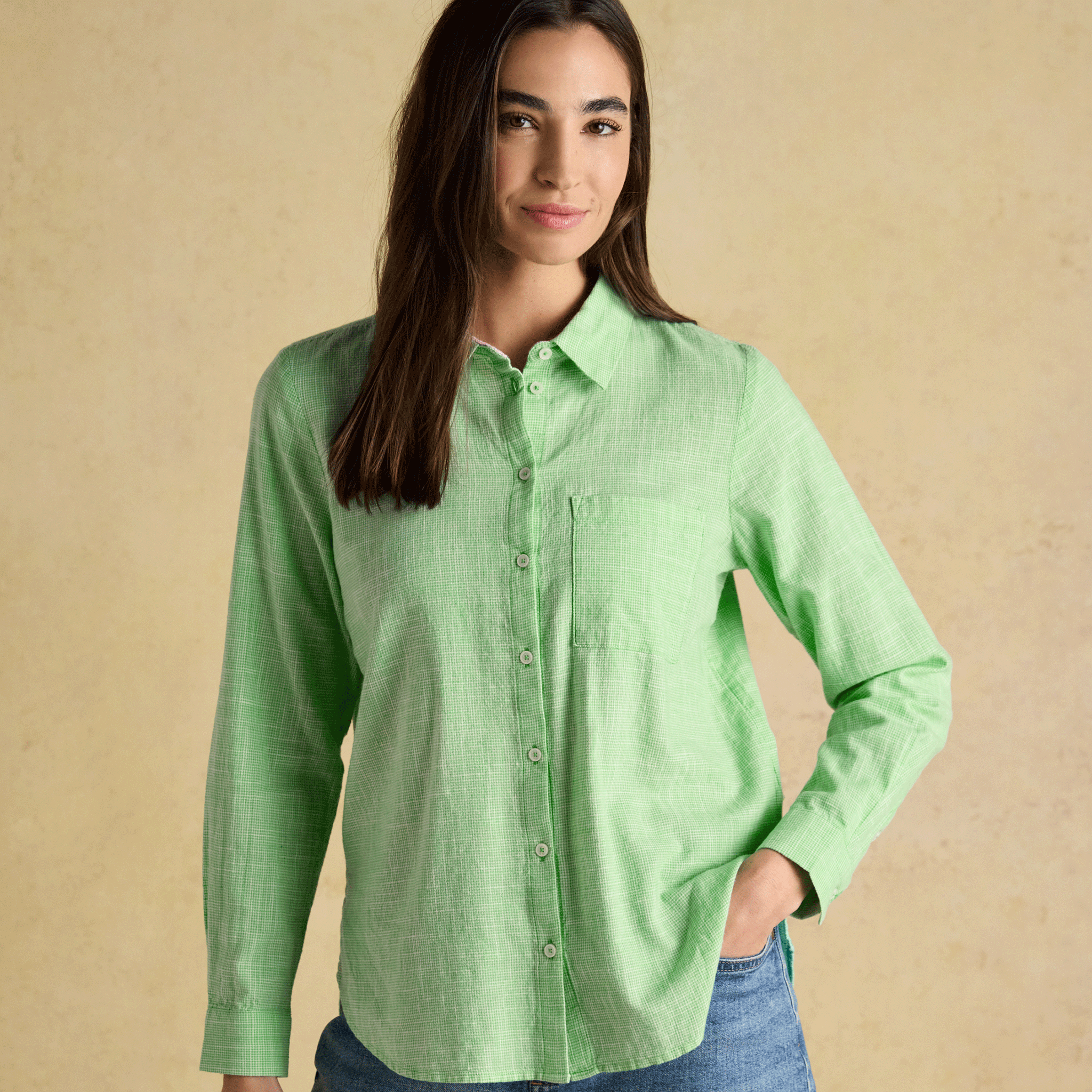 Joules Ida Long Sleeve Shirt in Green