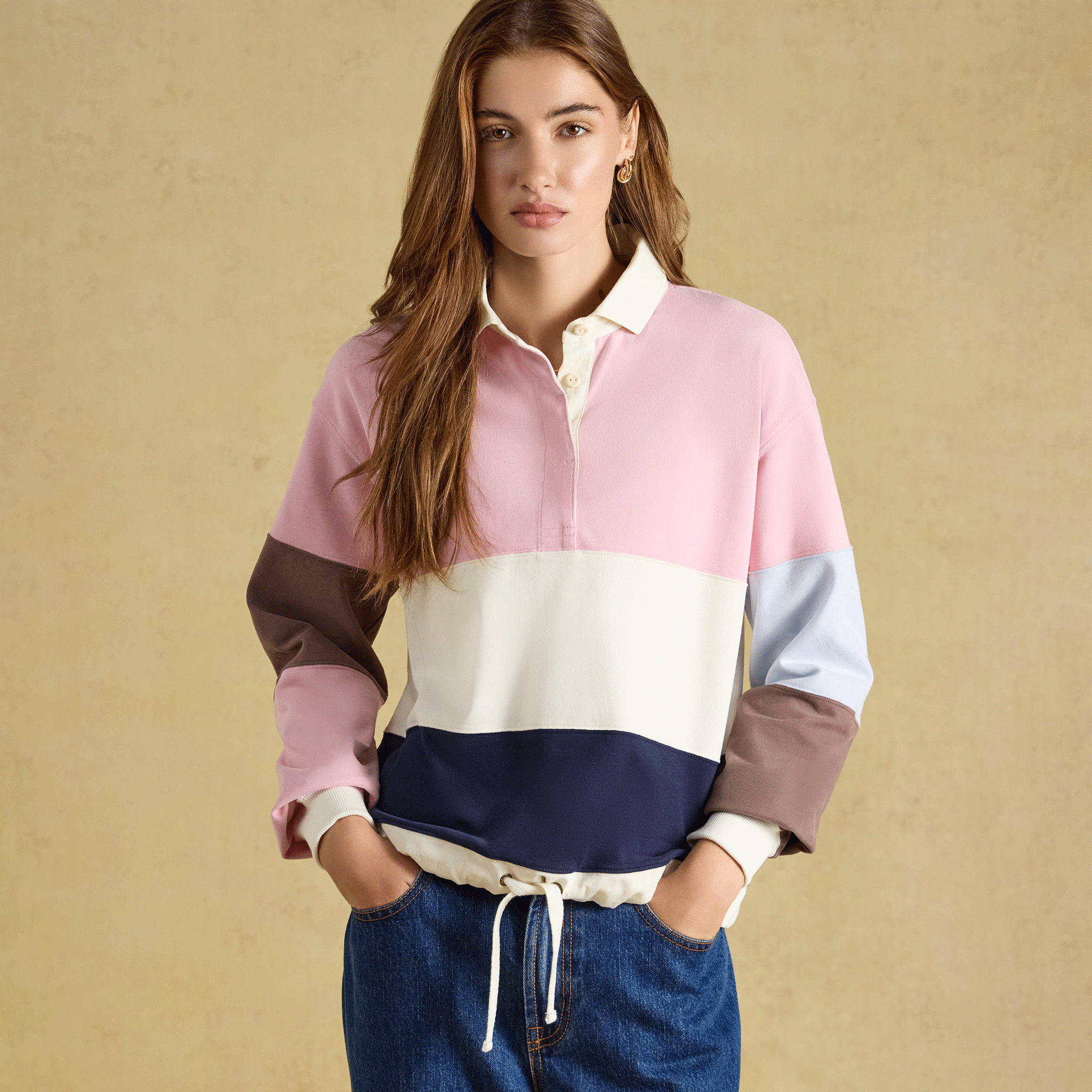 Joules Jersey Deckshirt Pink-Blue Hotchpotch