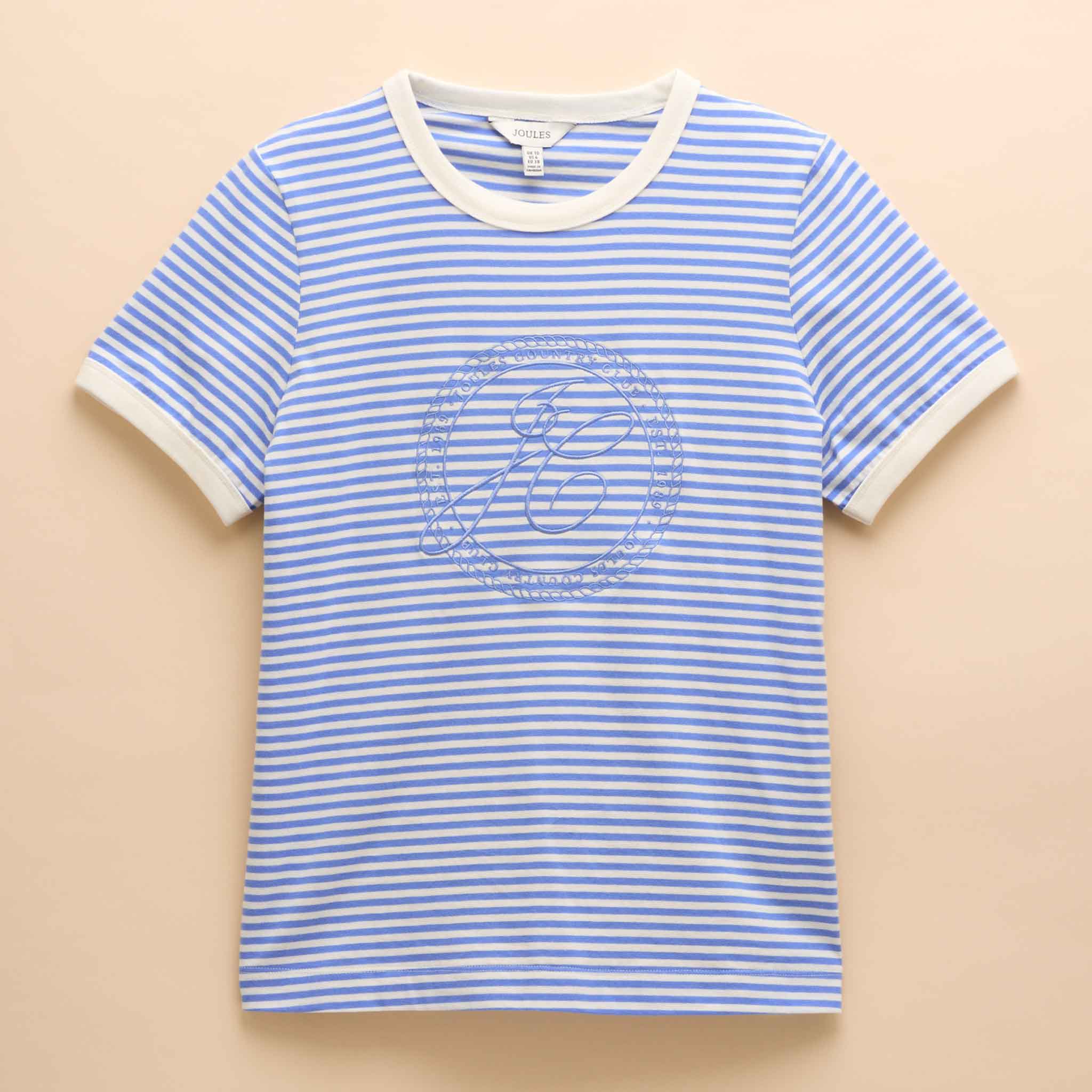 Joules Kitsford Embroidered T-Shirt Blue-White Stripe