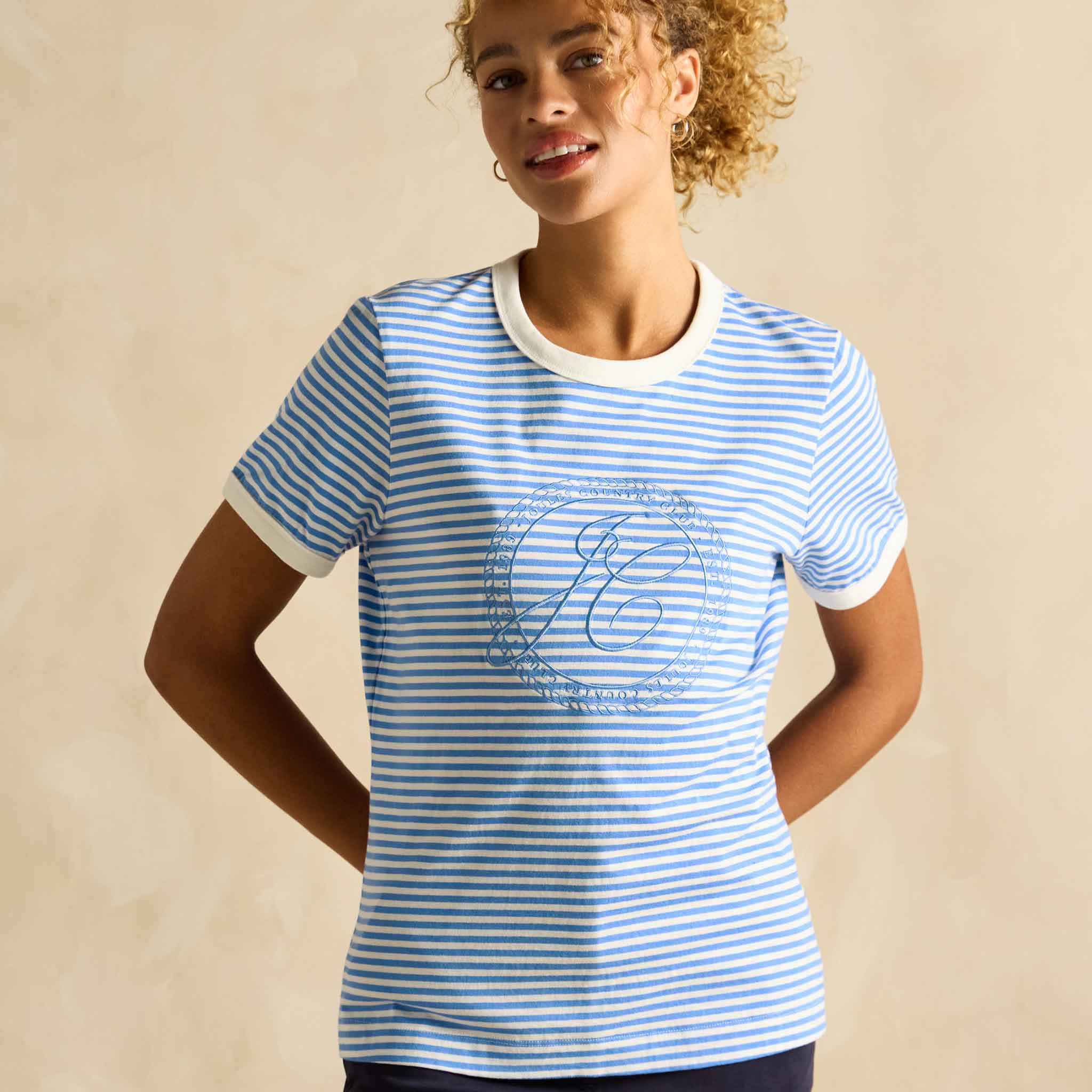 Joules Kitsford Embroidered T-Shirt Blue-White Stripe