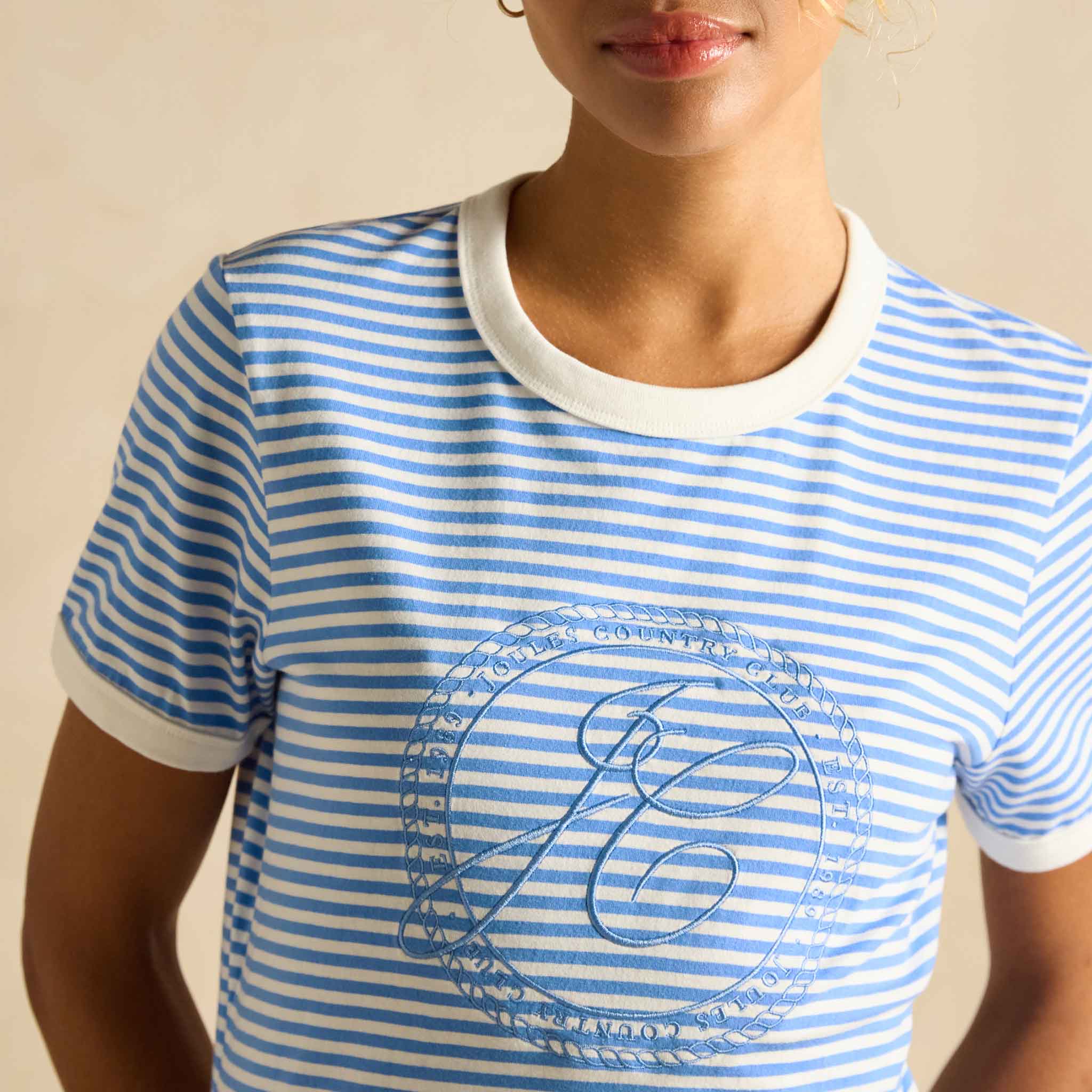 Joules Kitsford Embroidered T-Shirt Blue-White Stripe
