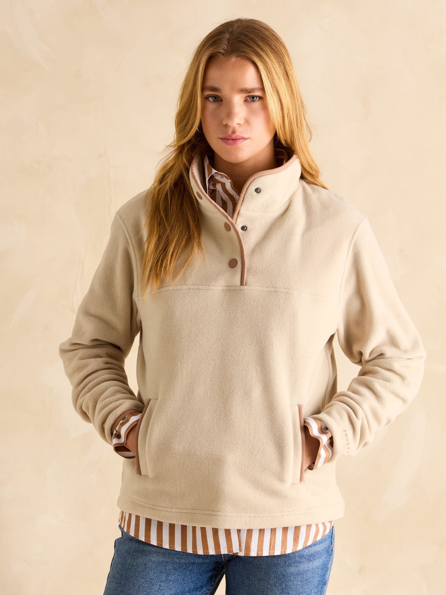 Joules Lulworth Sand Funnel Neck Fleece 2