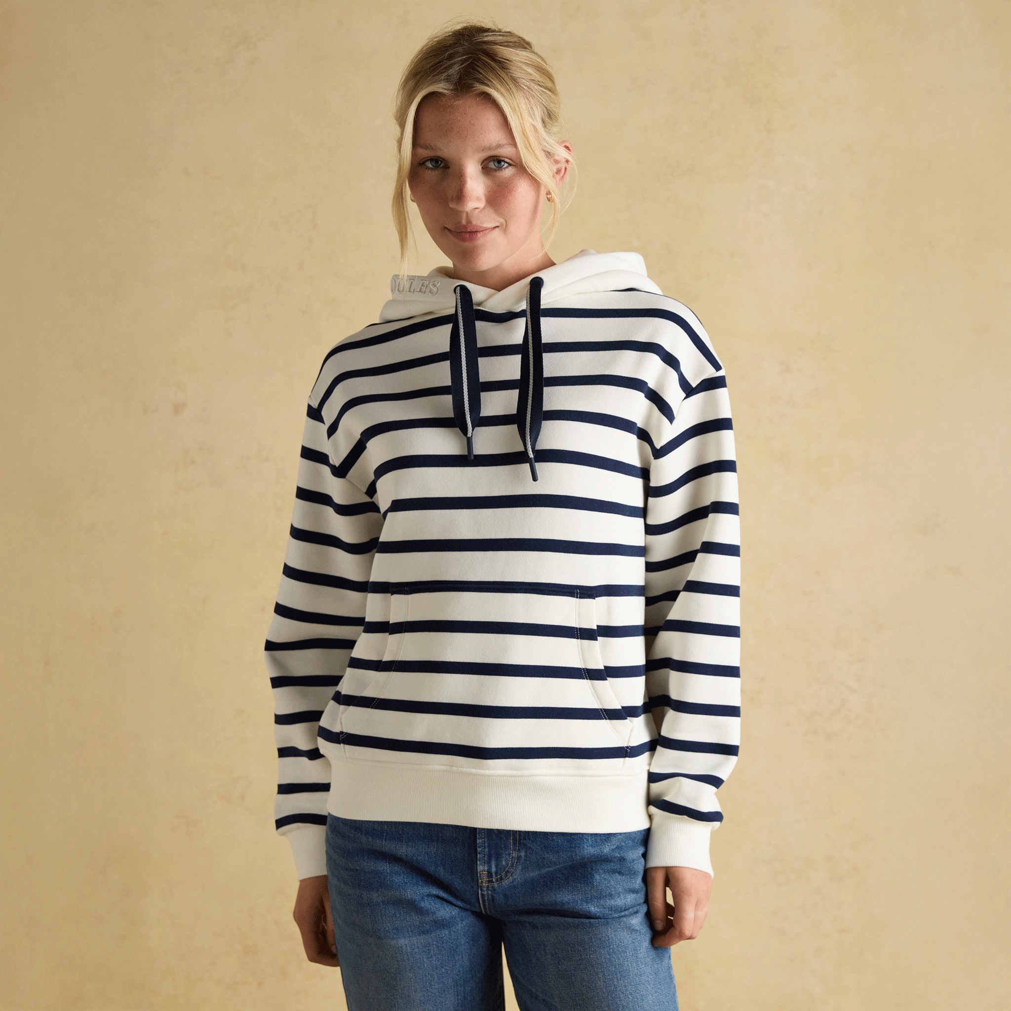 Joules Milbourne Cotton Blend Sweatshirt Cream-Navy Stripe