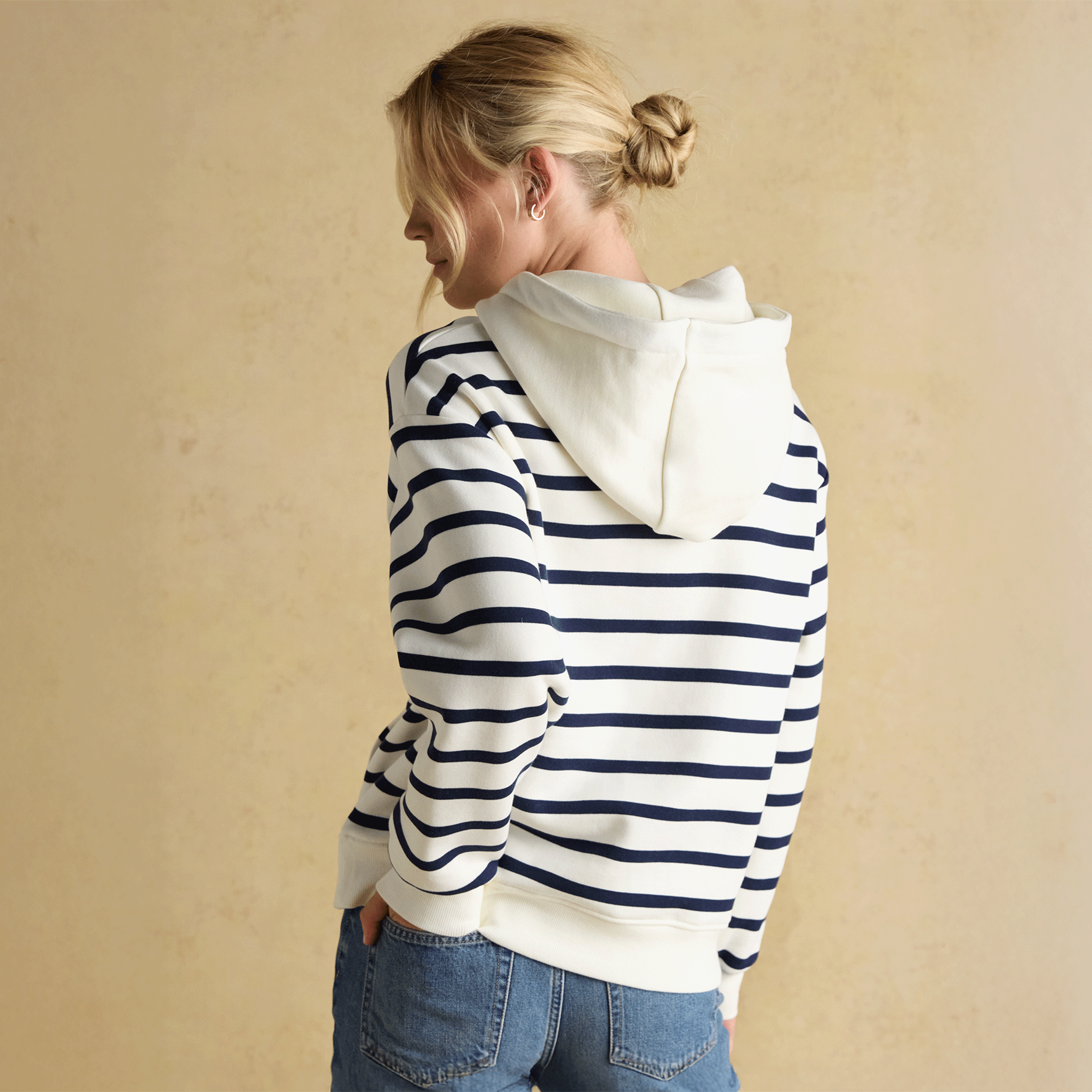 Joules Milbourne Cotton Blend Sweatshirt Cream-Navy Stripe