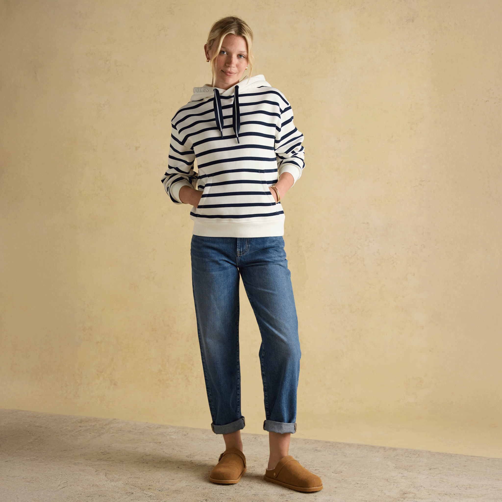 Joules Milbourne Cotton Blend Sweatshirt Cream-Navy Stripe