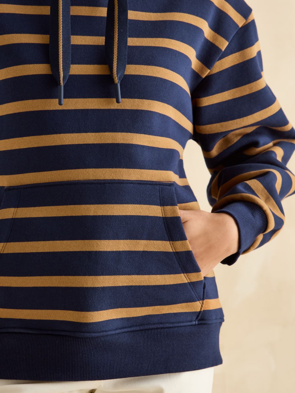 Joules Milbourne Embroidered Hoodie Navy-Tan Stripe 5