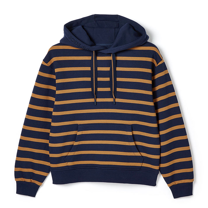 Joules Milbourne Embroidered Hoodie Navy-Tan Stripe