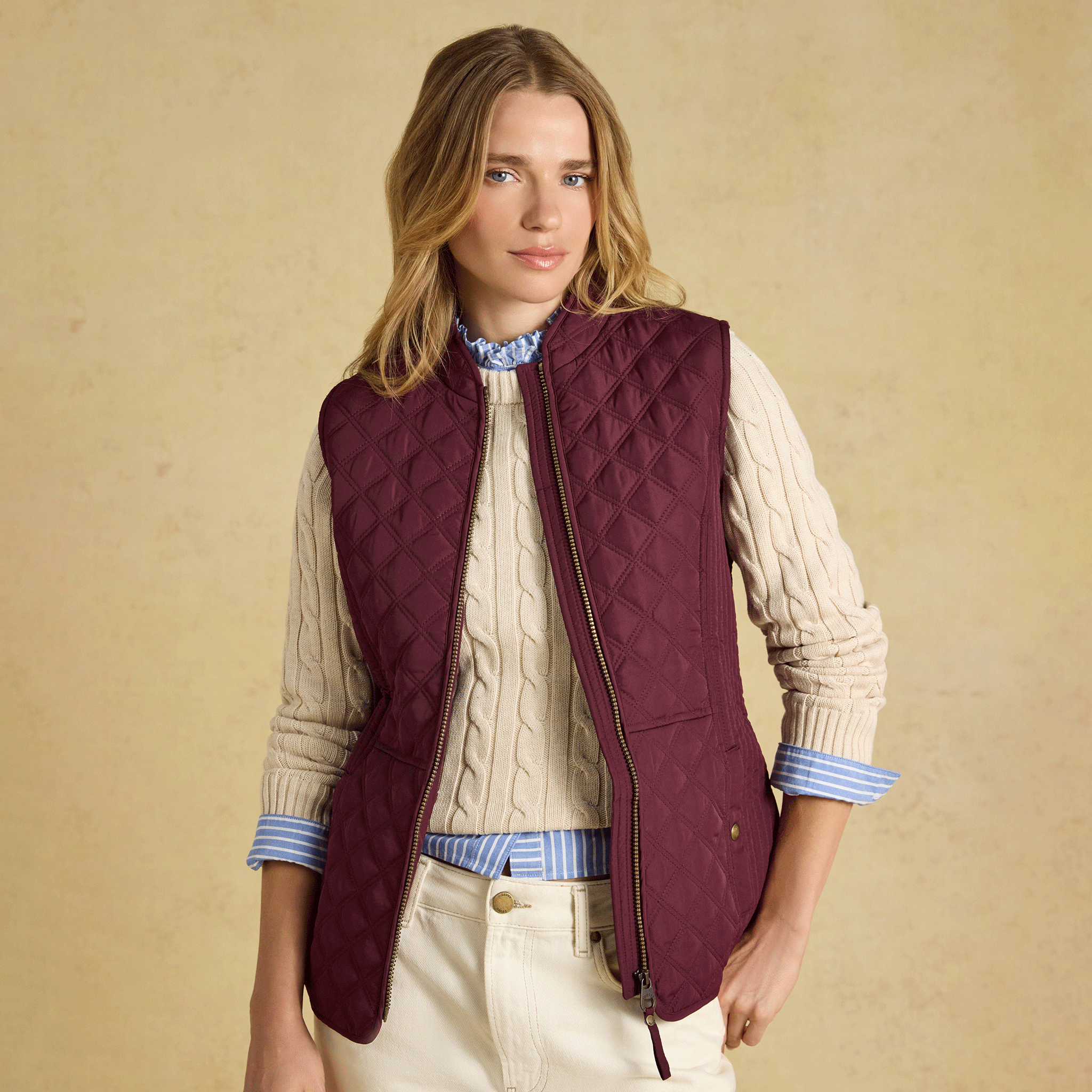 Joules Minx Showerproof Diamond Quilted Gilet Port