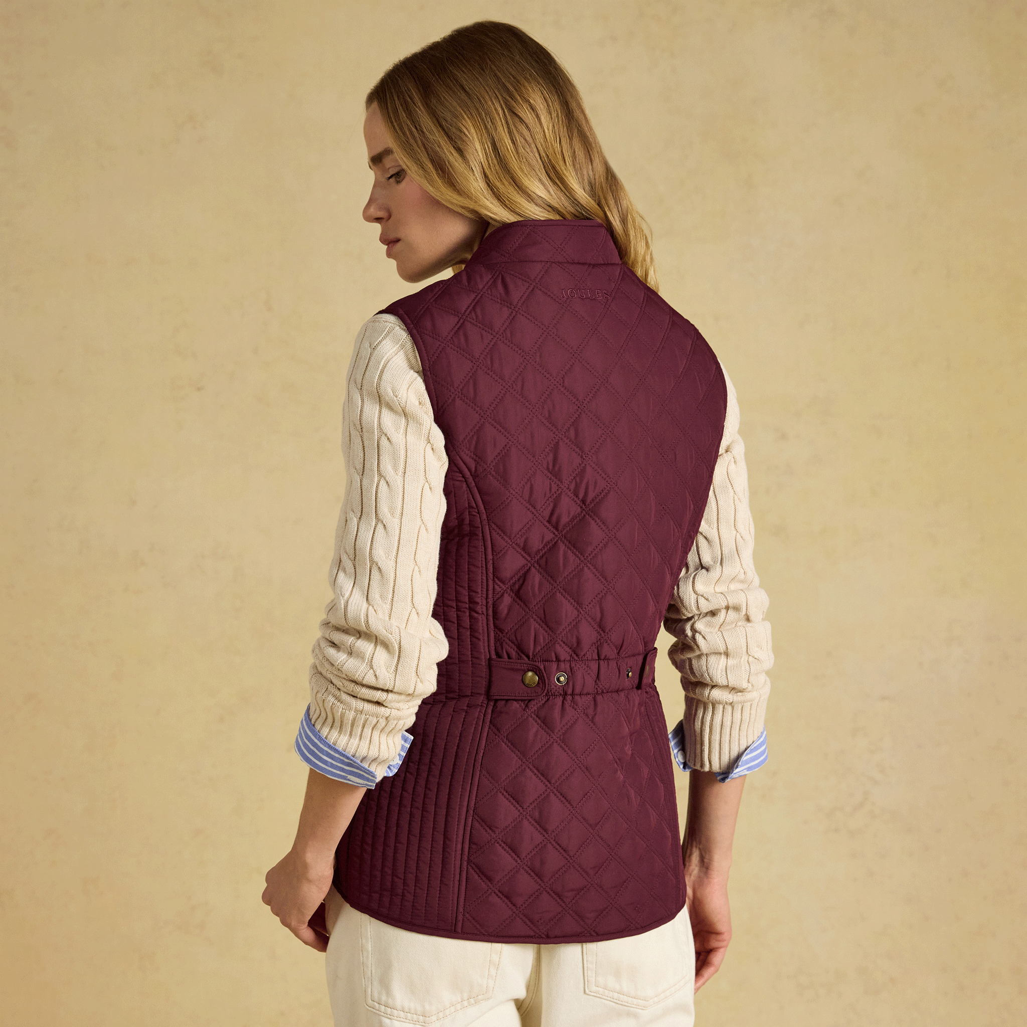 Joules Minx Showerproof Diamond Quilted Gilet Port