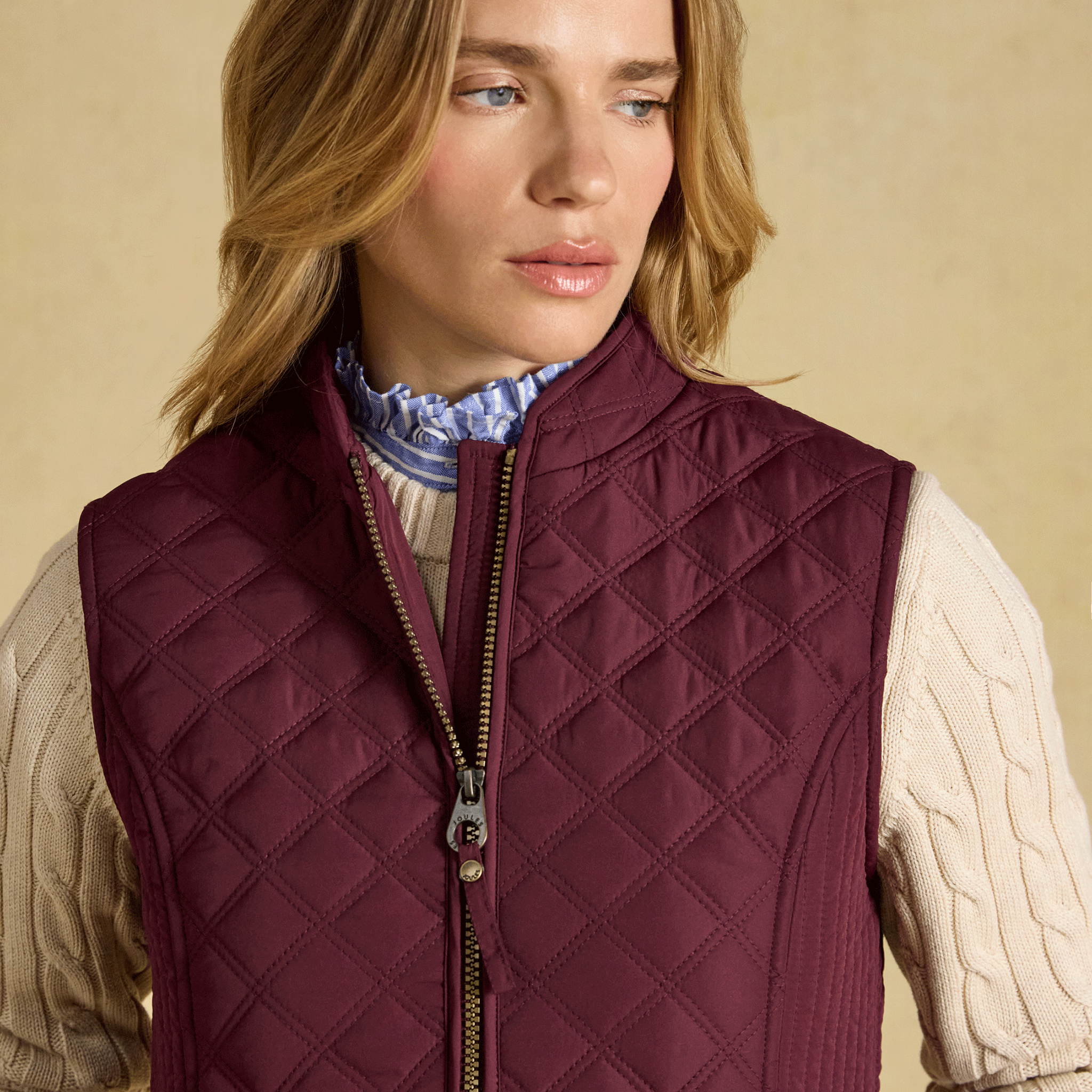 Joules Minx Showerproof Diamond Quilted Gilet Port