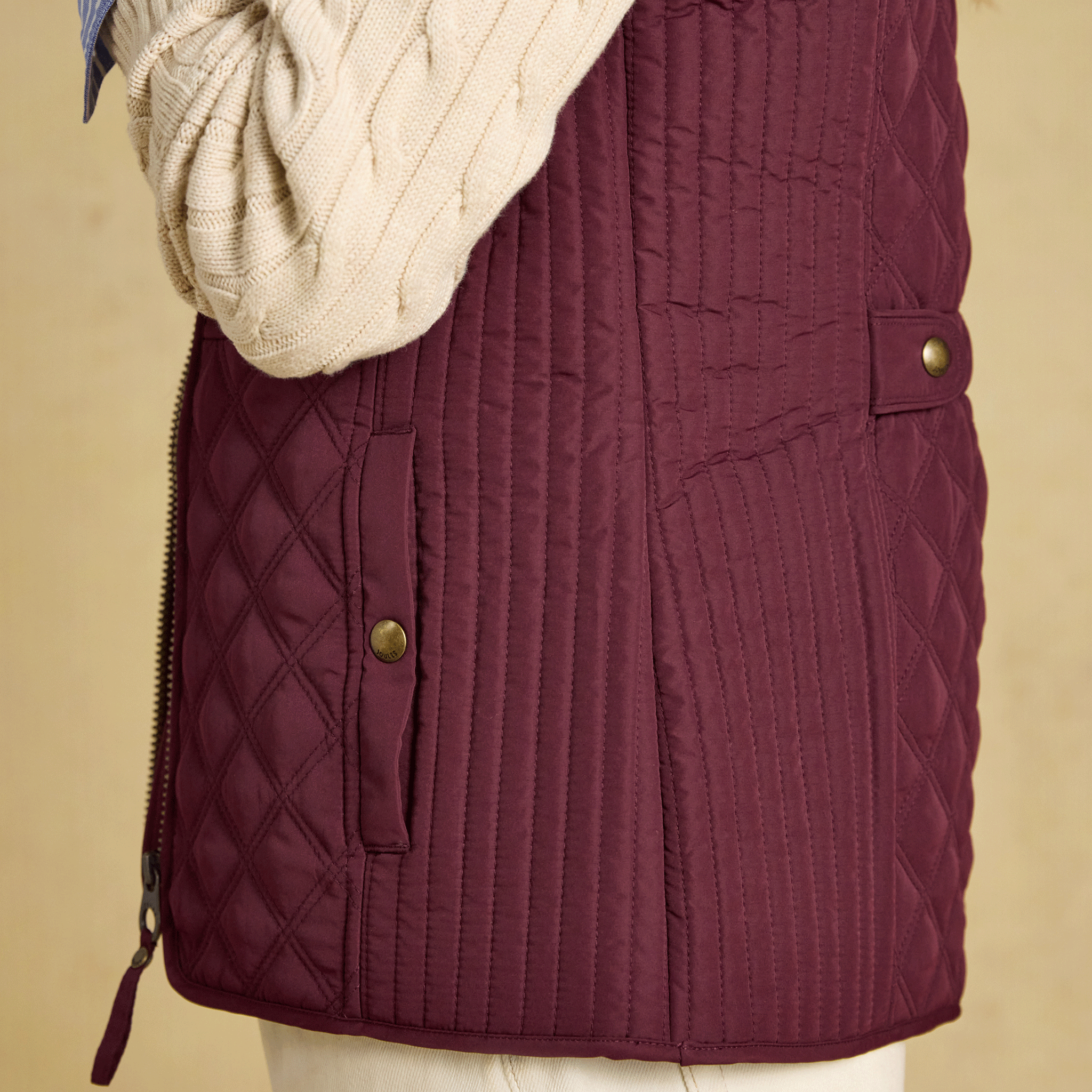 Joules Minx Showerproof Diamond Quilted Gilet Port