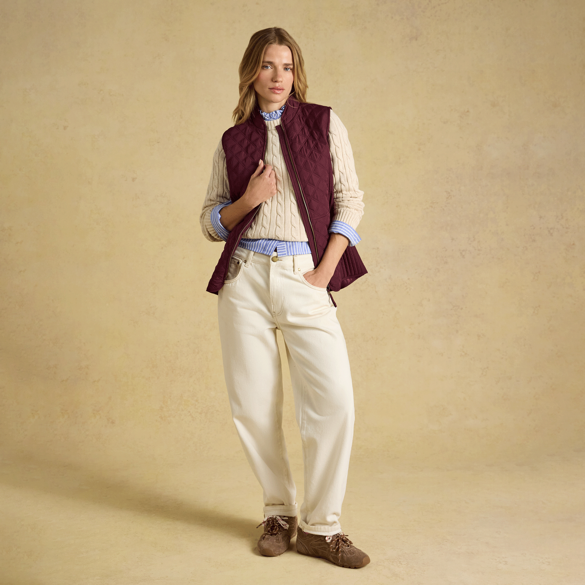 Joules Minx Showerproof Diamond Quilted Gilet Port