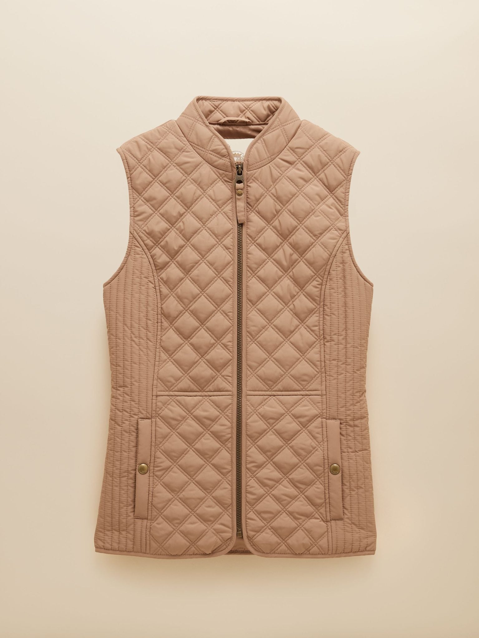 Joules Minx Showerproof Diamond Quilted Gilet Tan 2