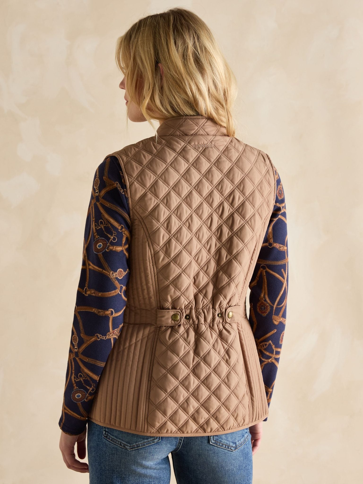 Joules Minx Showerproof Diamond Quilted Gilet Brown 3