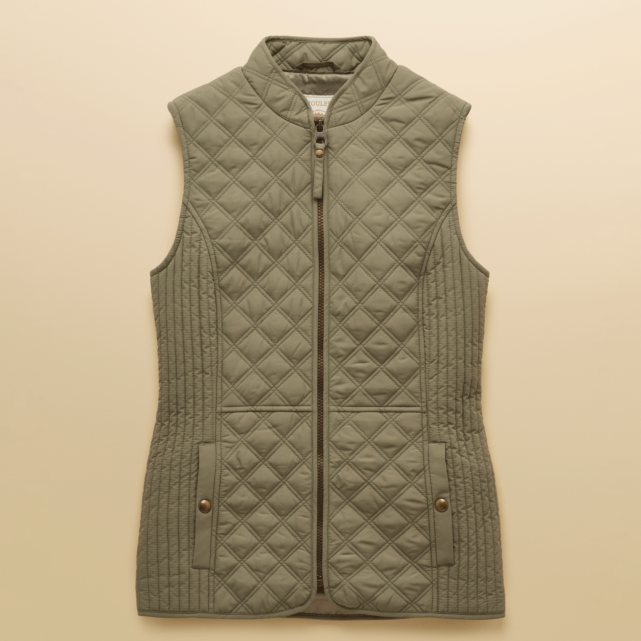Joules Minx Showerproof Diamond Quilted Gilet Green
