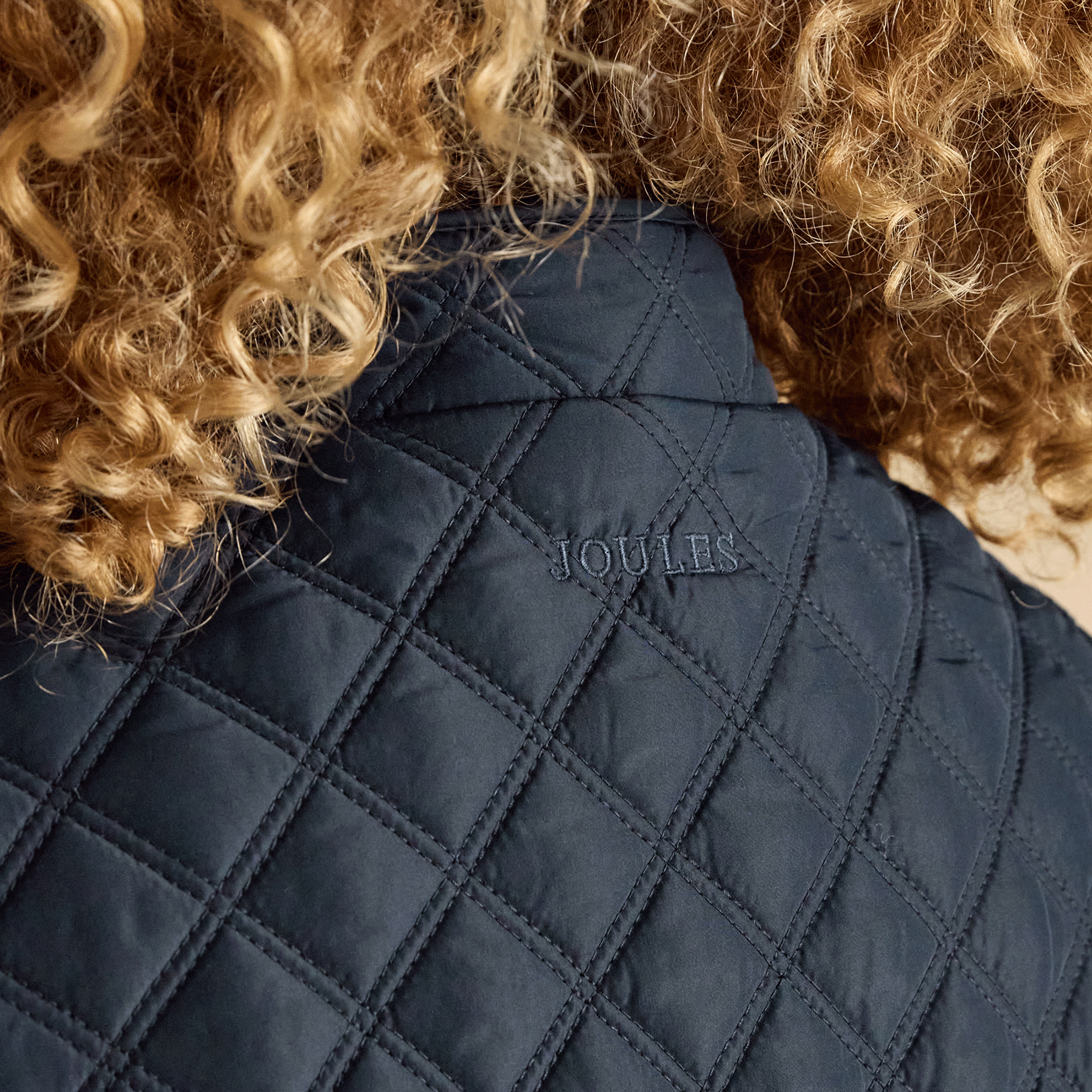 Joules Minx Showerproof Diamond Quilted Gilet with Adjustable Waist Navy Blue