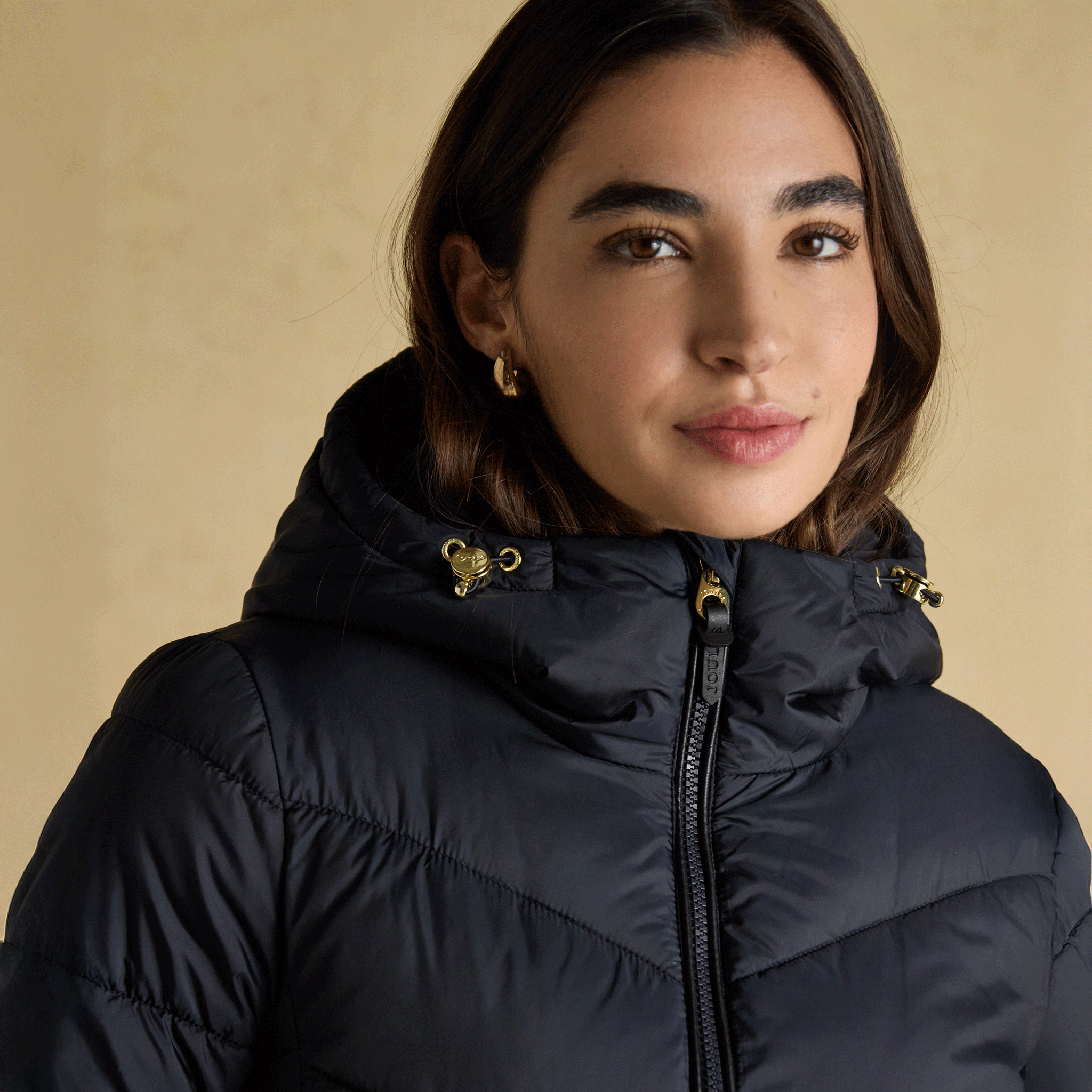 Joules Moorsdale Mid Length Showerproof Padded Coat with Hood Navy