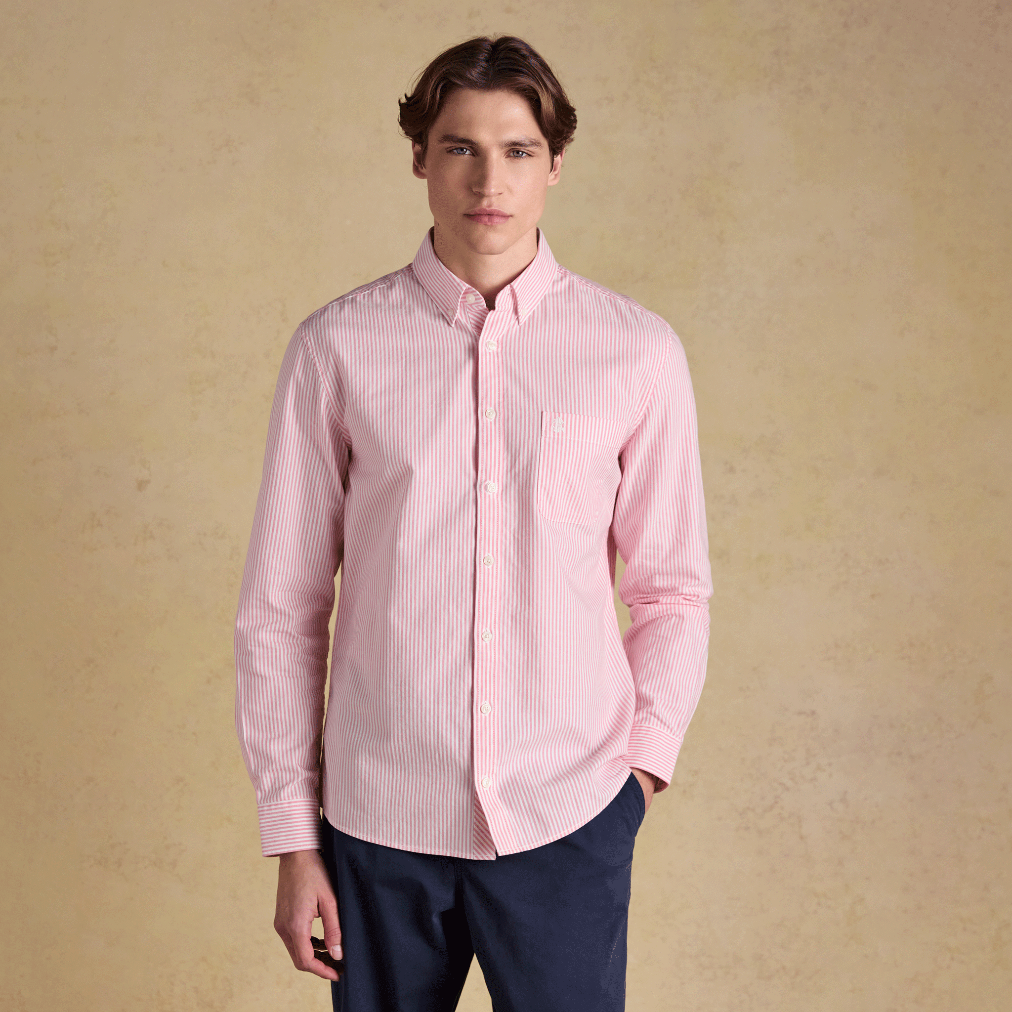 Joules Oxford Men's Classic Fit Striped Shirt Pink-White