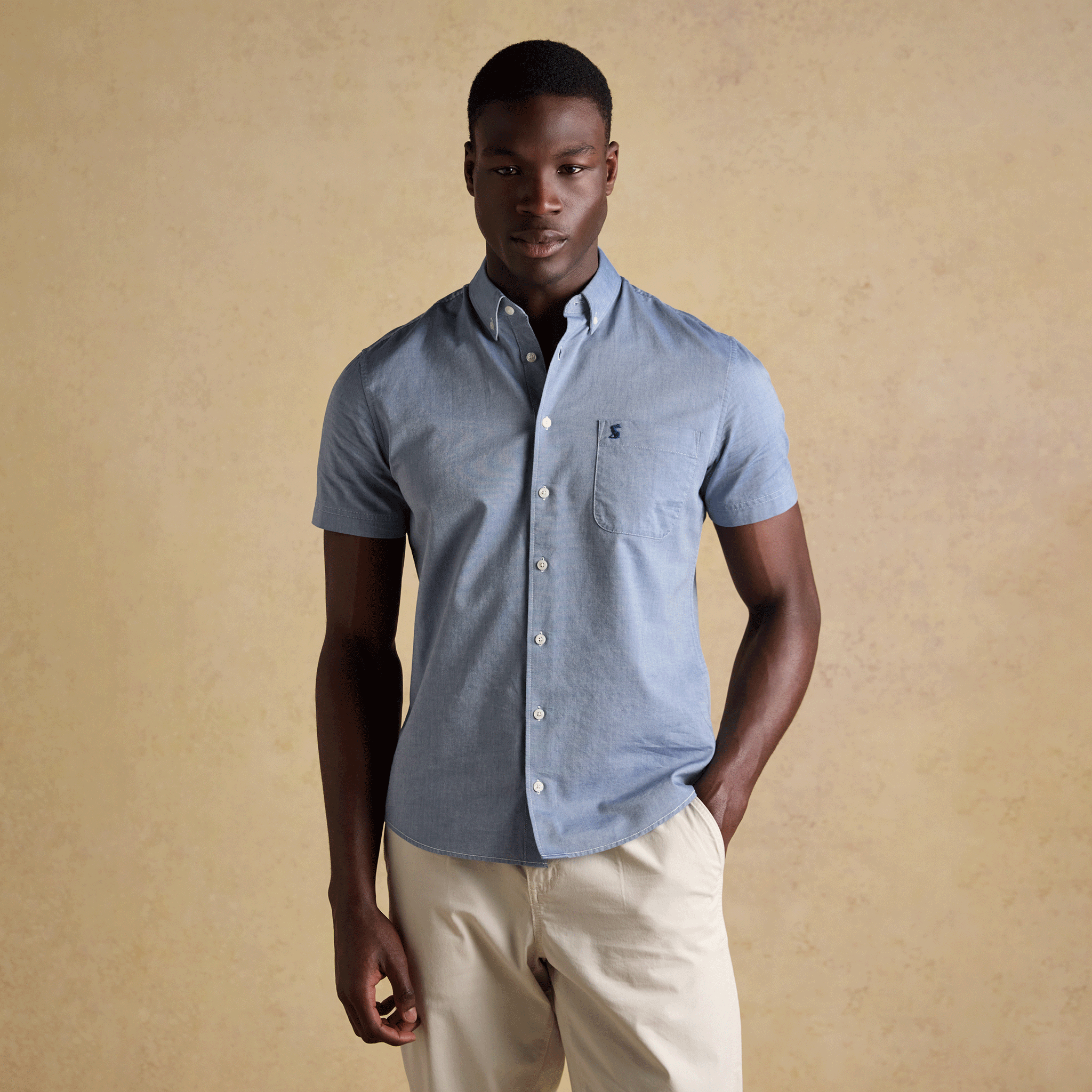 Joules Oxford Short Sleeve Shirt Chambray Blue