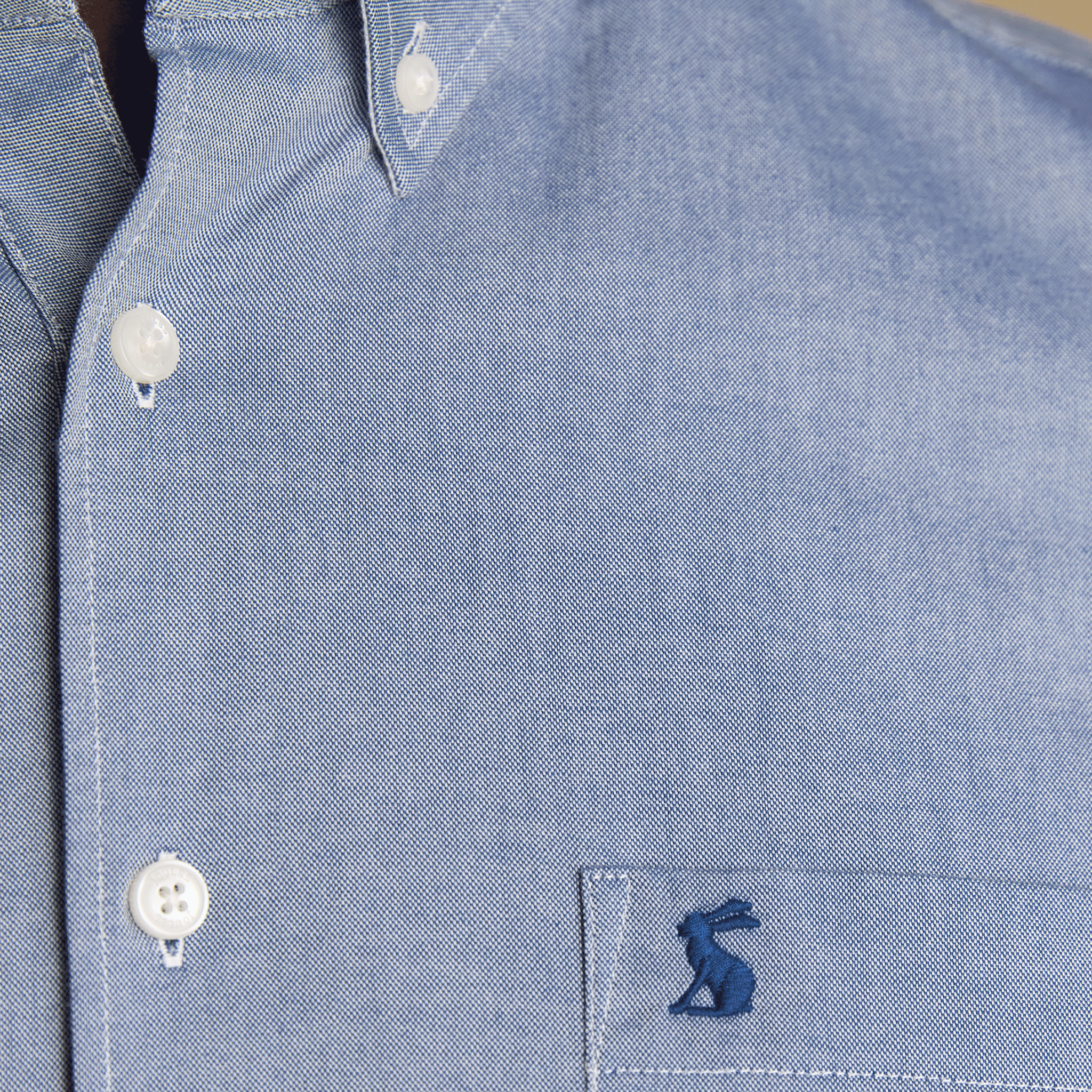 Joules Oxford Short Sleeve Shirt Chambray Blue