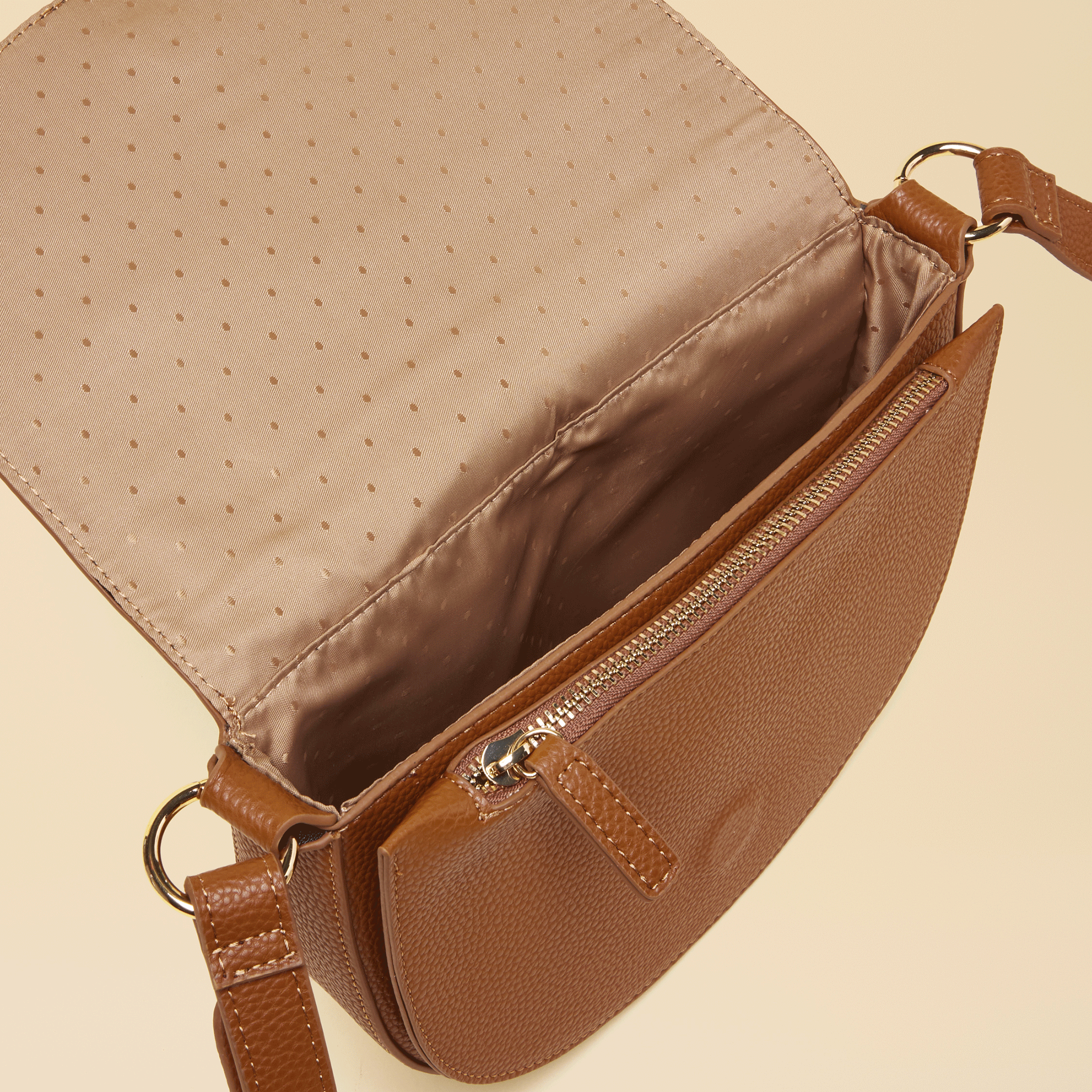 Joules Paloma Half Moon Cross Body Bag Tan Brown