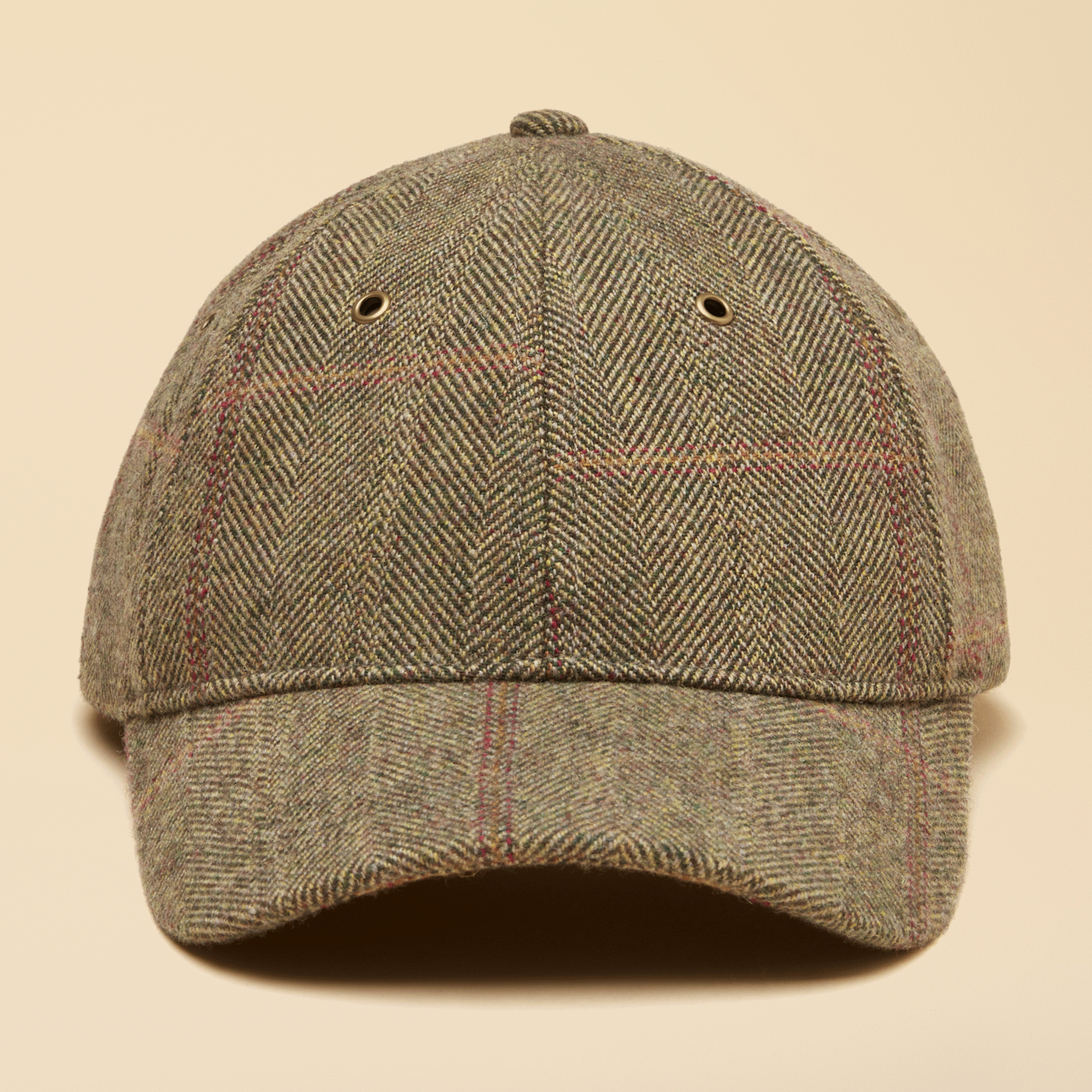 Joules Perry Tweed Baseball Cap Khaki
