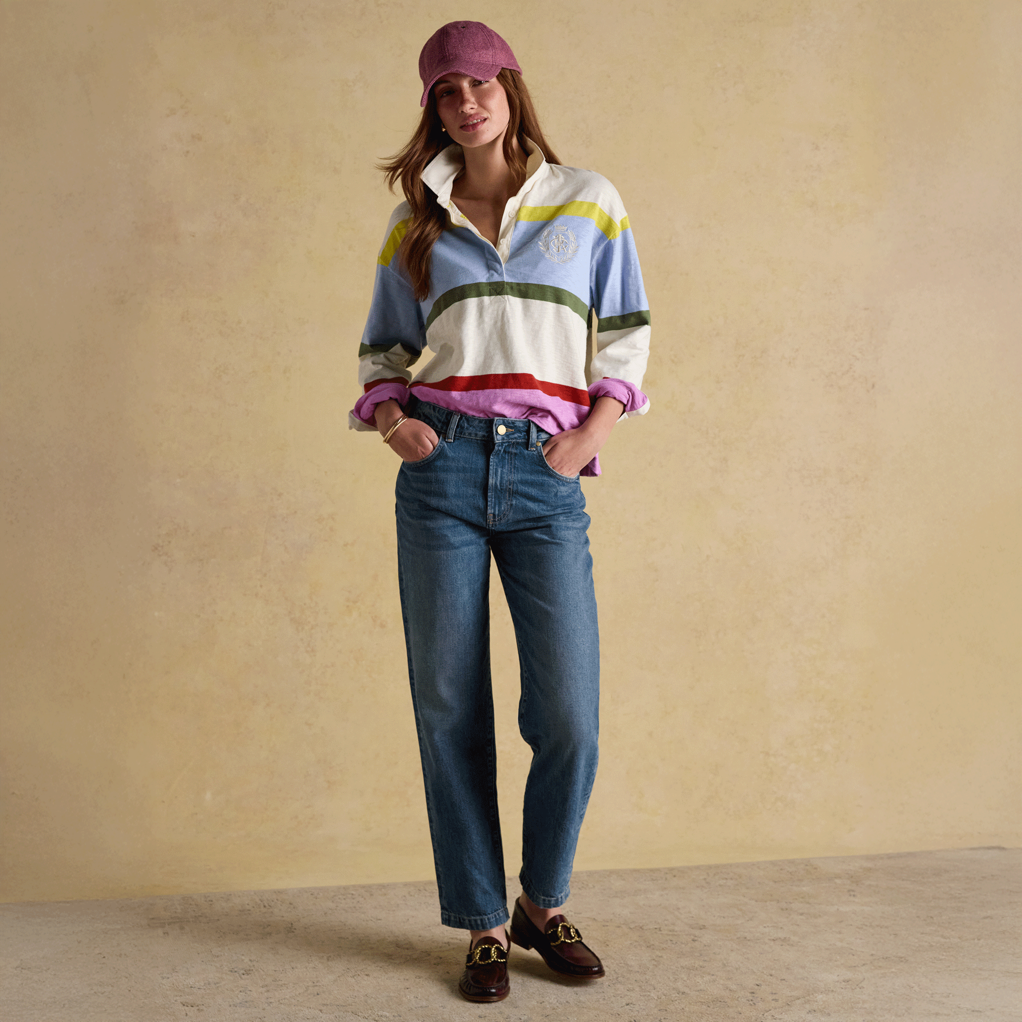 Joules Perry Unisex Plum Purple Tweed Baseball Cap