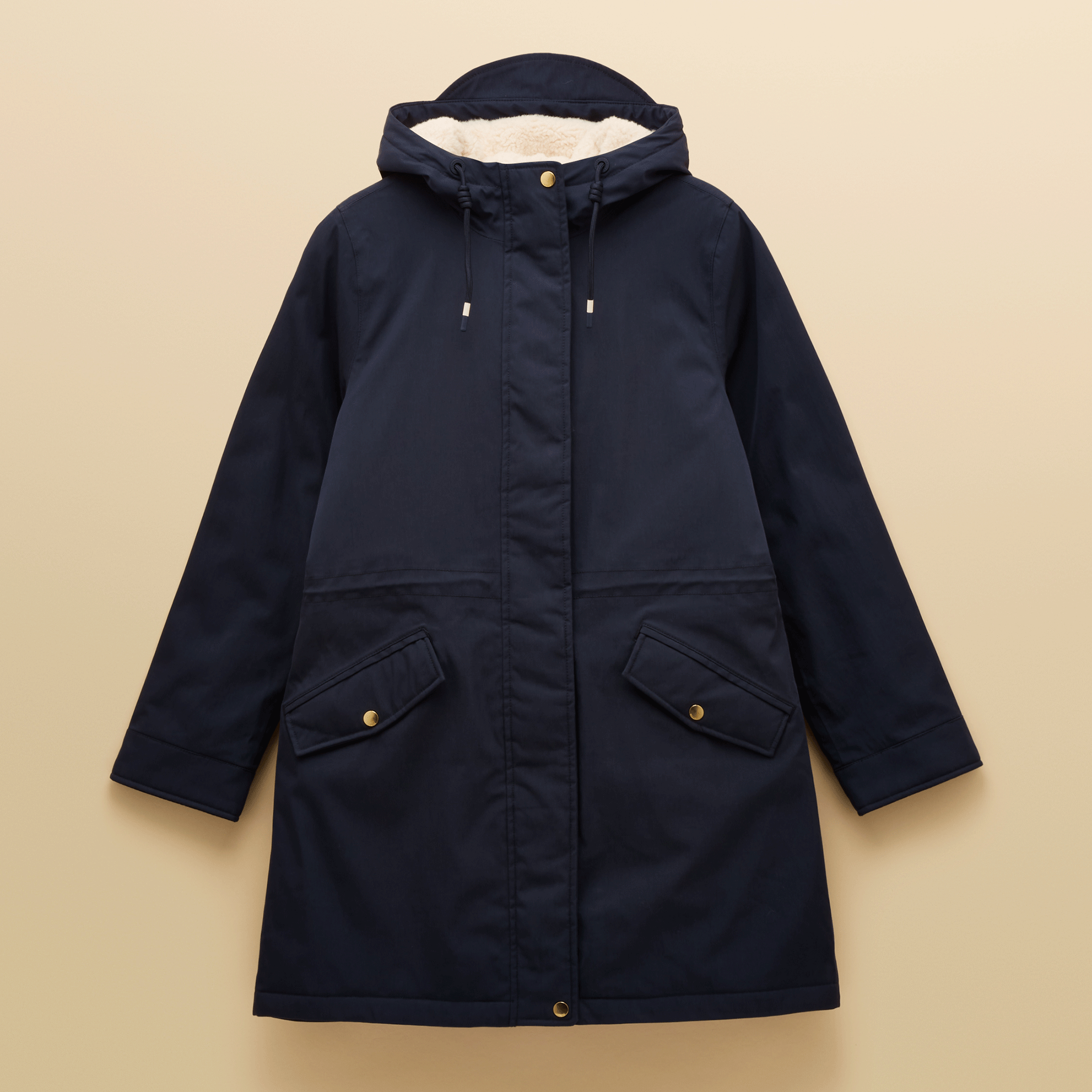 Joules Portwell Cosy Fleece Lined Waterproof Raincoat with Hood Navy