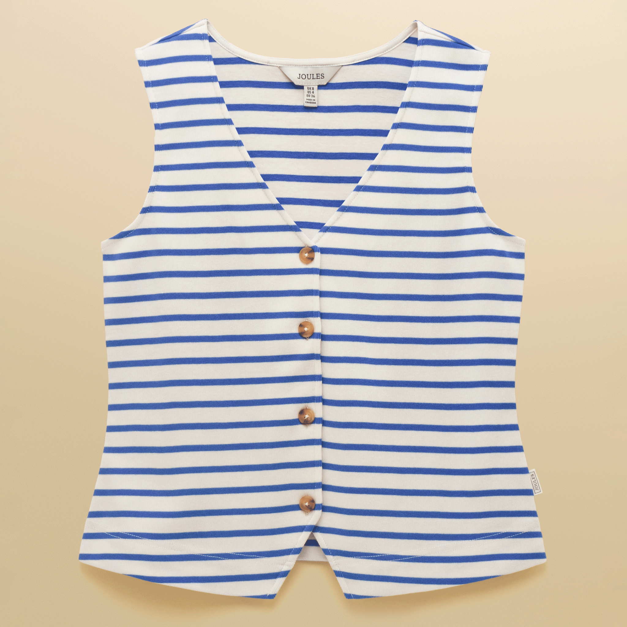 Joules Premium Ribbed Jersey Cotton Waistcoat in Blue Stripe