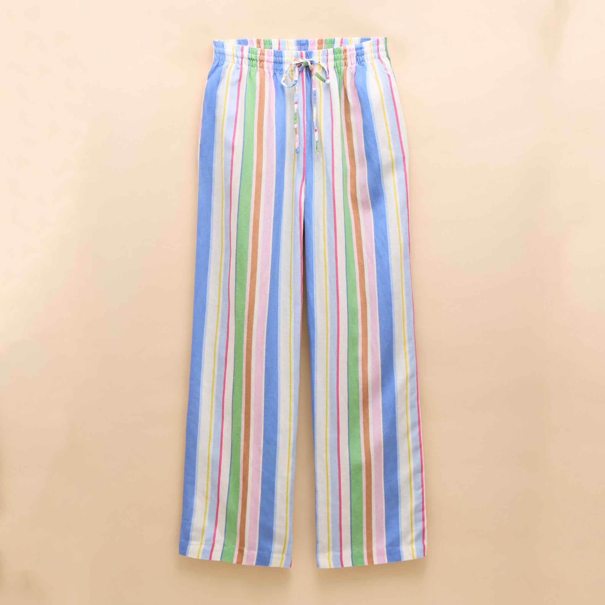 Joules Pull On Multi Stripe Linen Blend Trousers
