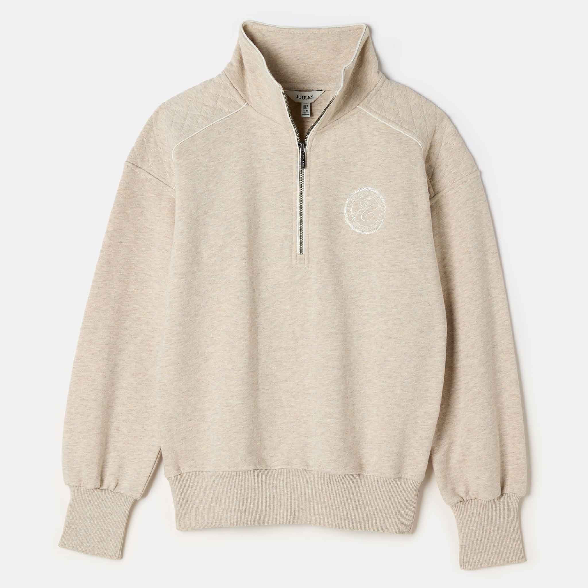 Joules Racquet Cotton Marl Half Zip Sweatshirt Cream