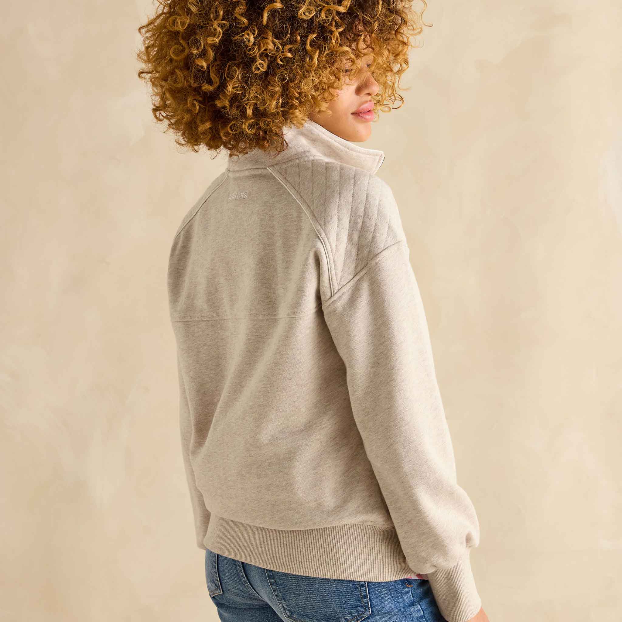 Joules Racquet Cotton Marl Half Zip Sweatshirt Cream