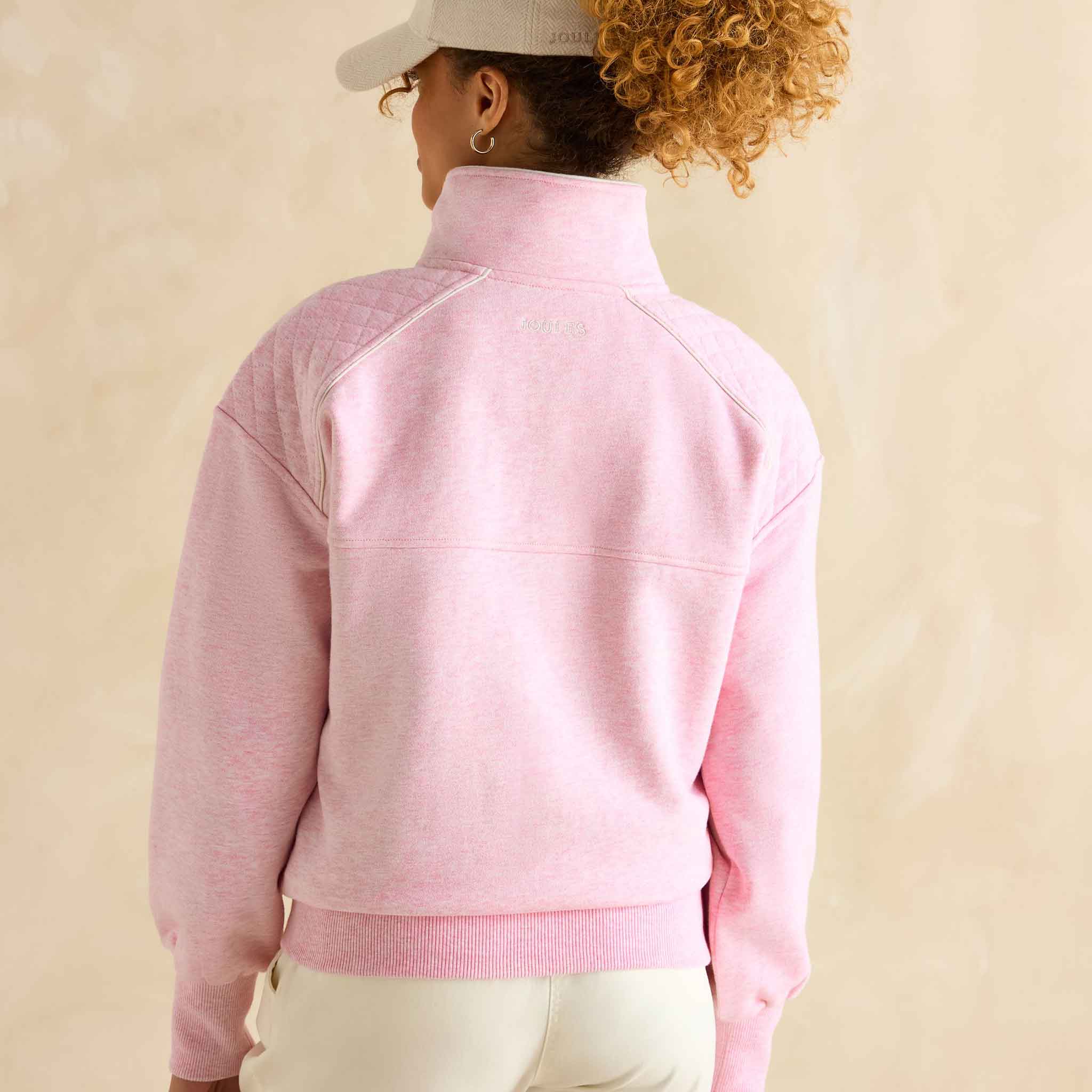 Joules Racquet Cotton Marl Half Zip Sweatshirt Pink
