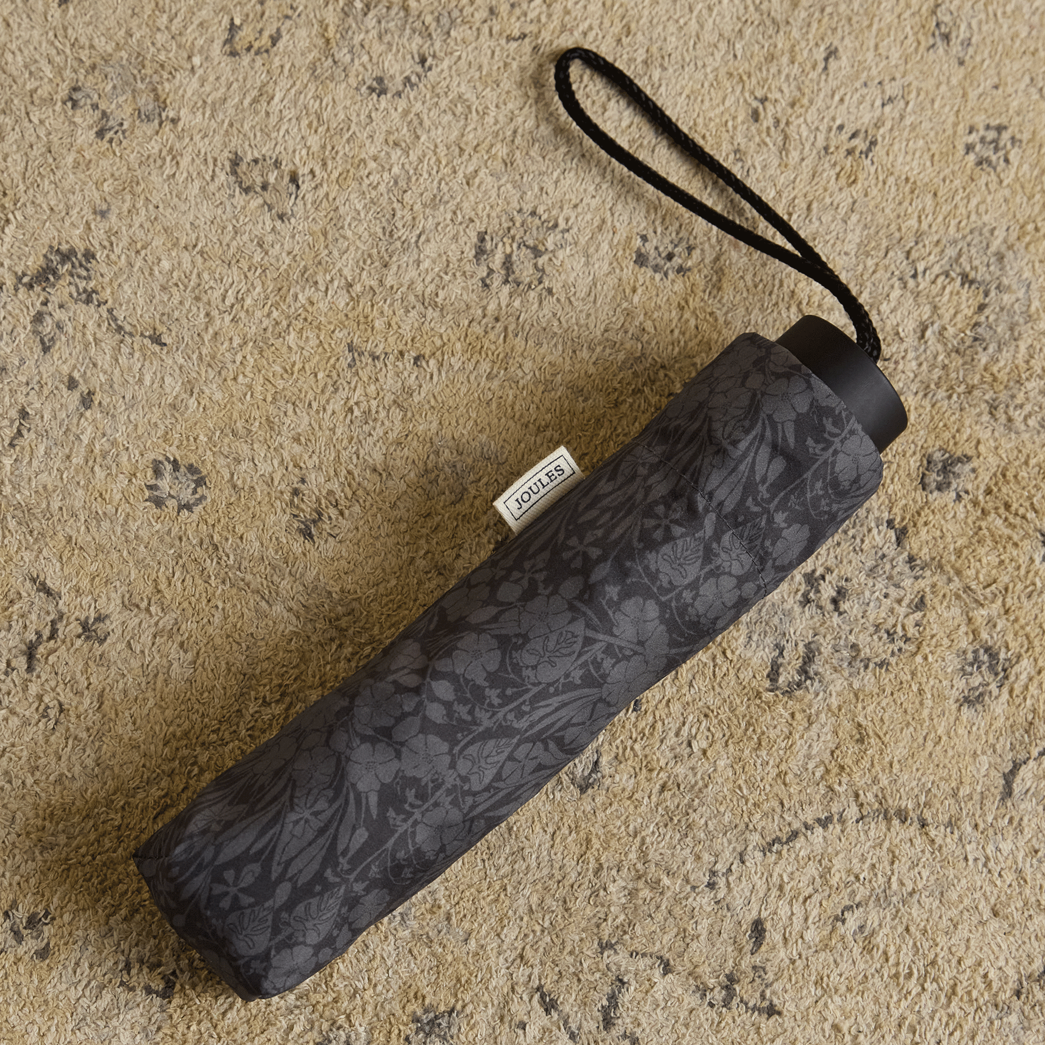 Joules Rayne Black Printed Umbrella