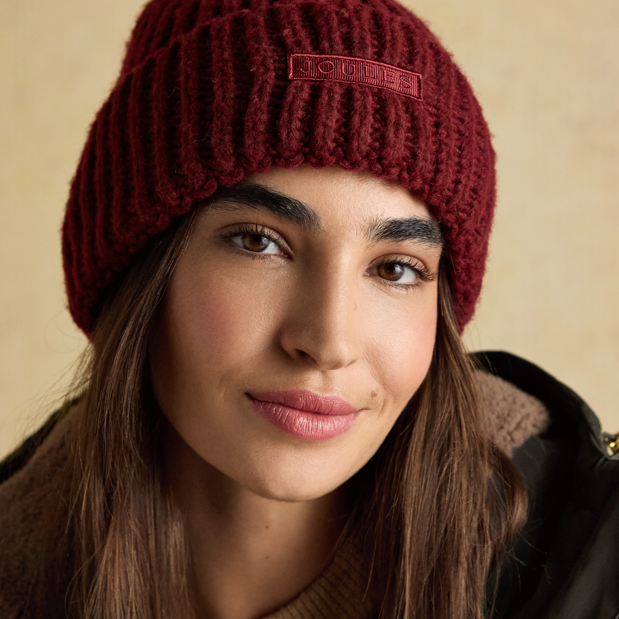 Joules Rosa Beanie Hat Berry Red