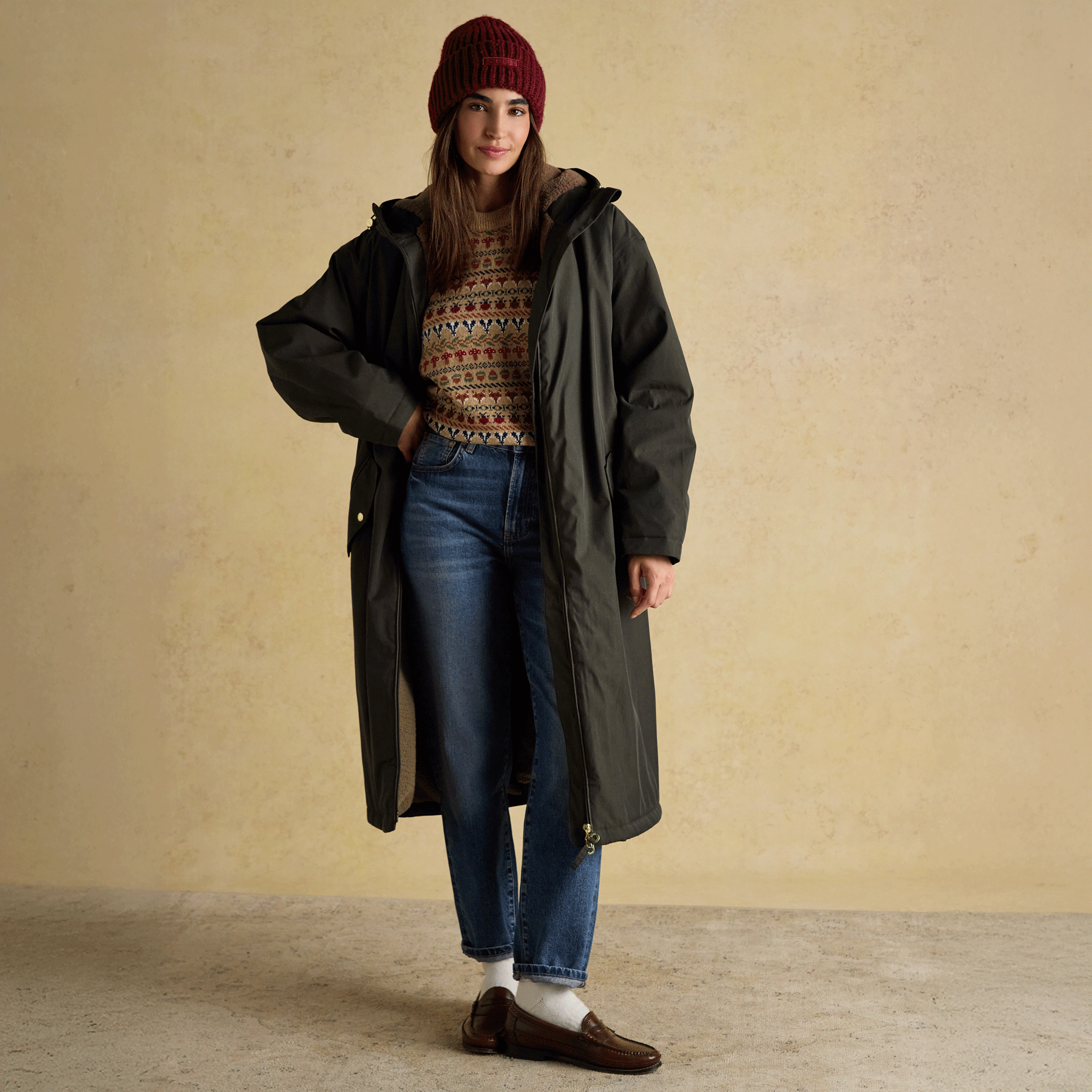 Joules Rosa Beanie Hat Berry Red